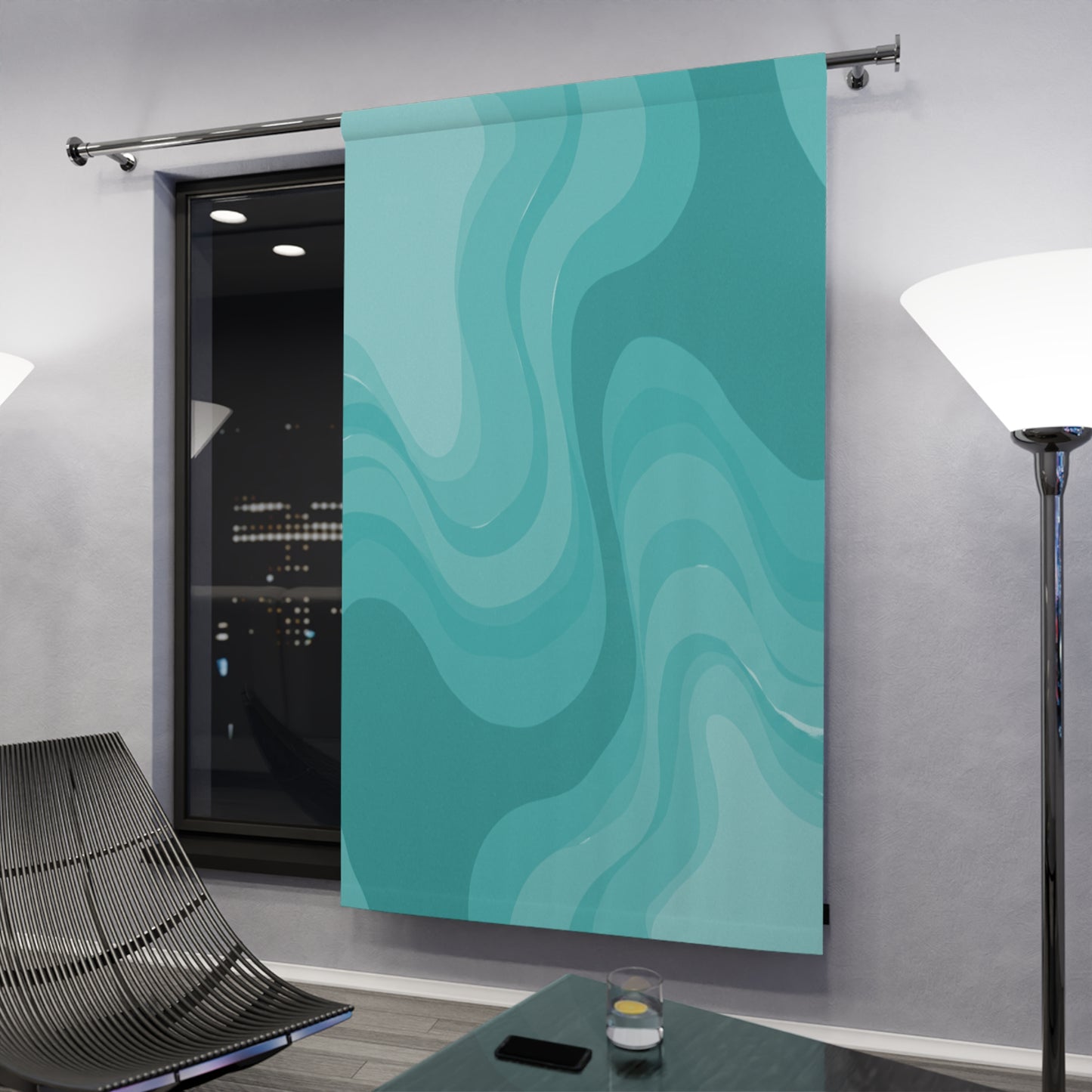 Tif Green Wavey Window Curtain, 50" x 84", blackout