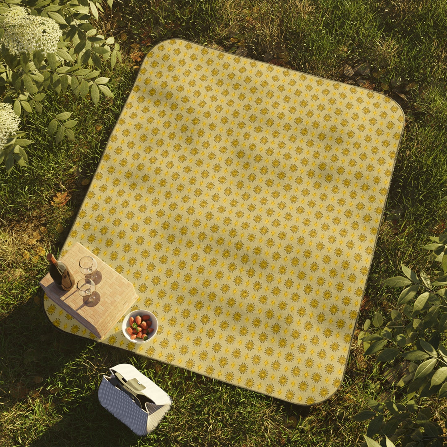 Lemongrass Star-crossed Bodies Picnic Blanket, 61" × 51"