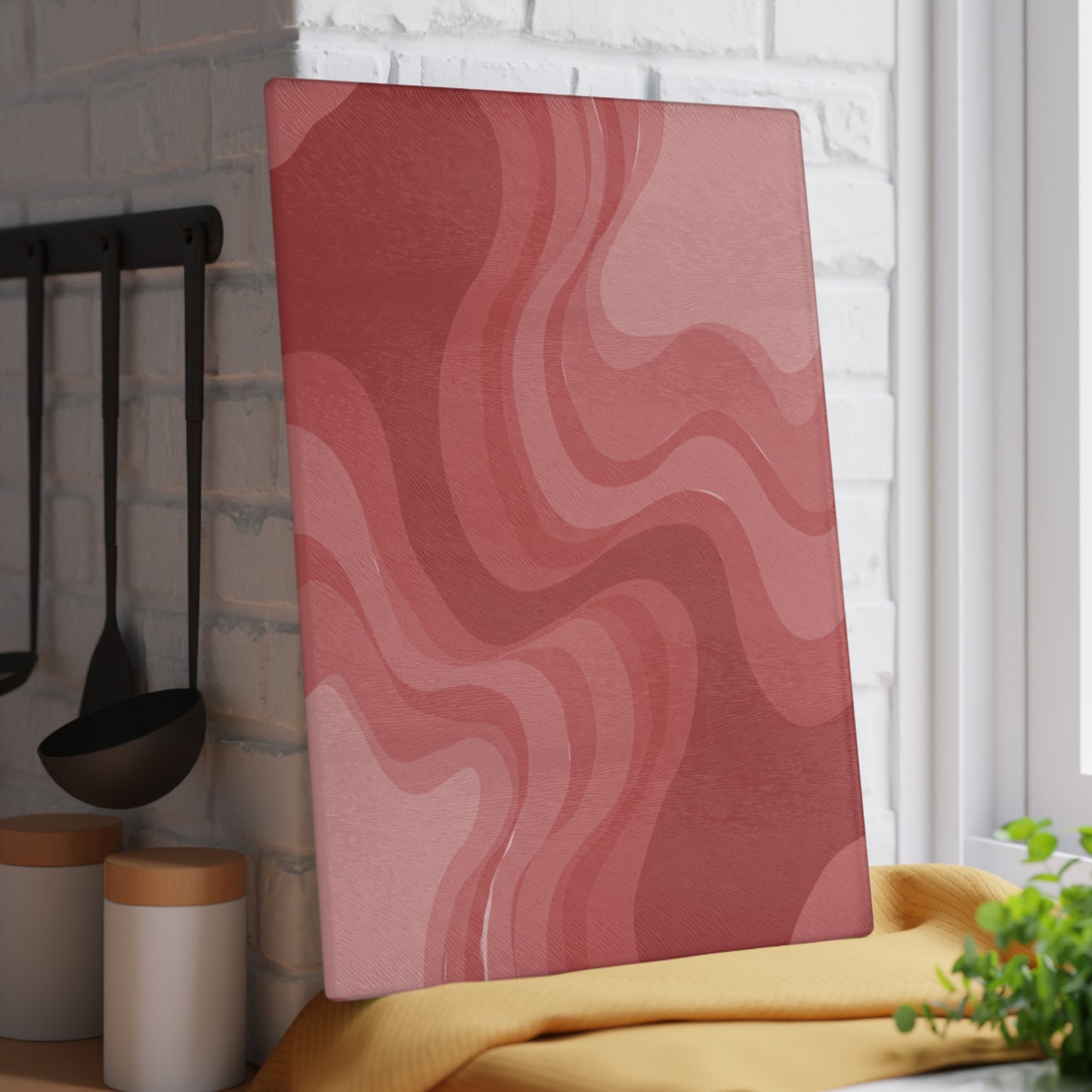 Power Red Wavey Glass Cutting Board, 11" x 15"