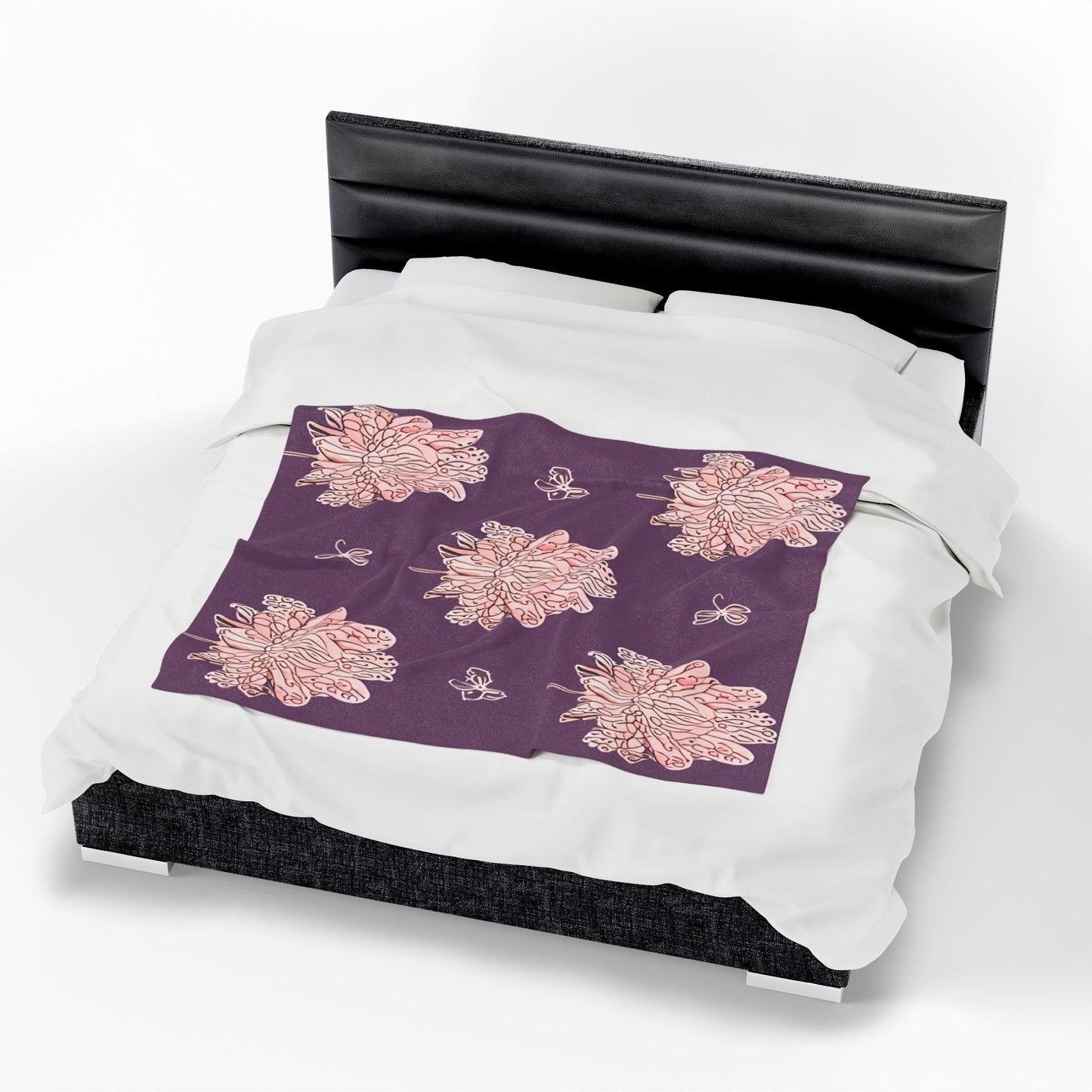 Pink Floral Butterflies Velveteen Plush Blanket, 50" x 60"