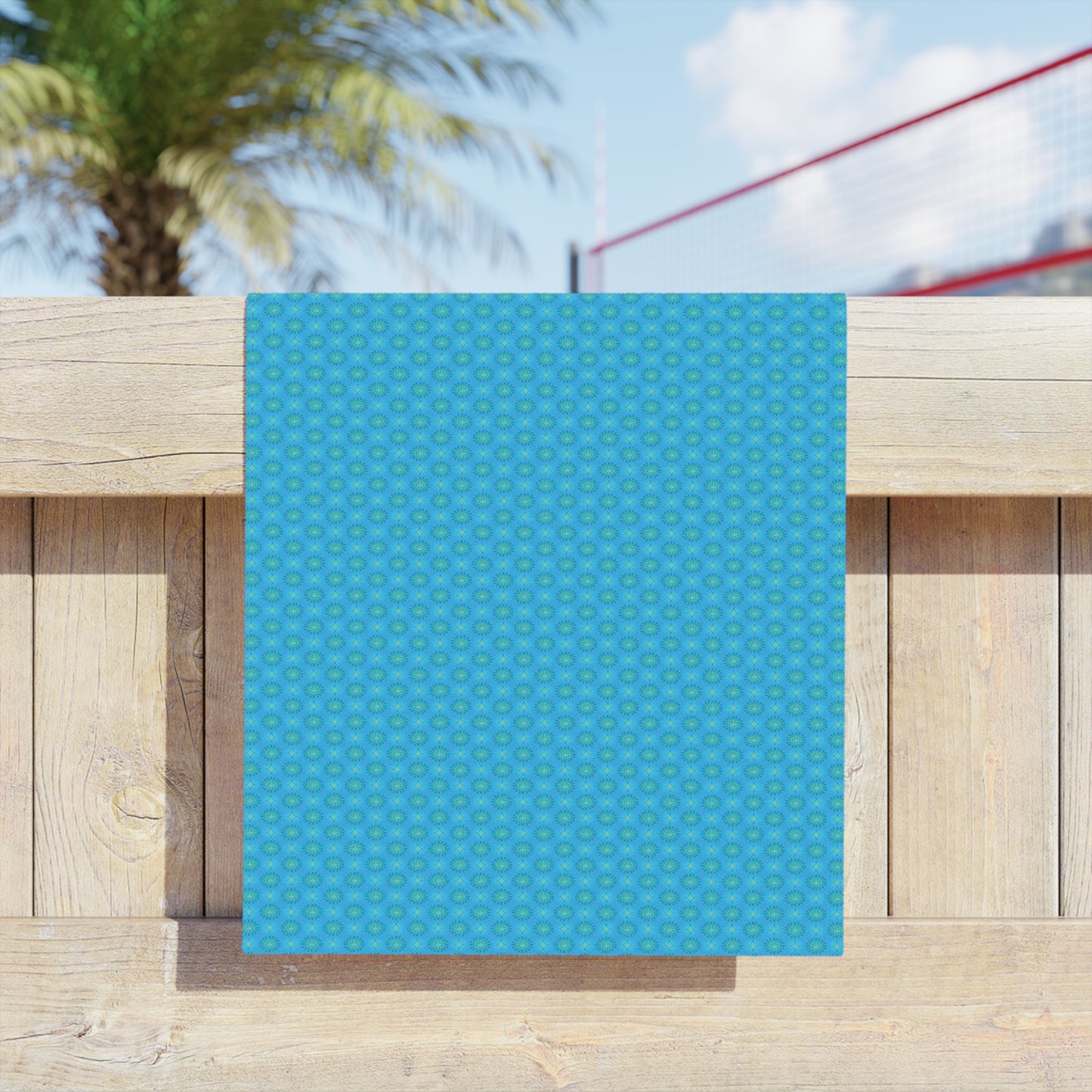 Blue Green Star-crossed Bodies Beach Towel, 18" x 27"