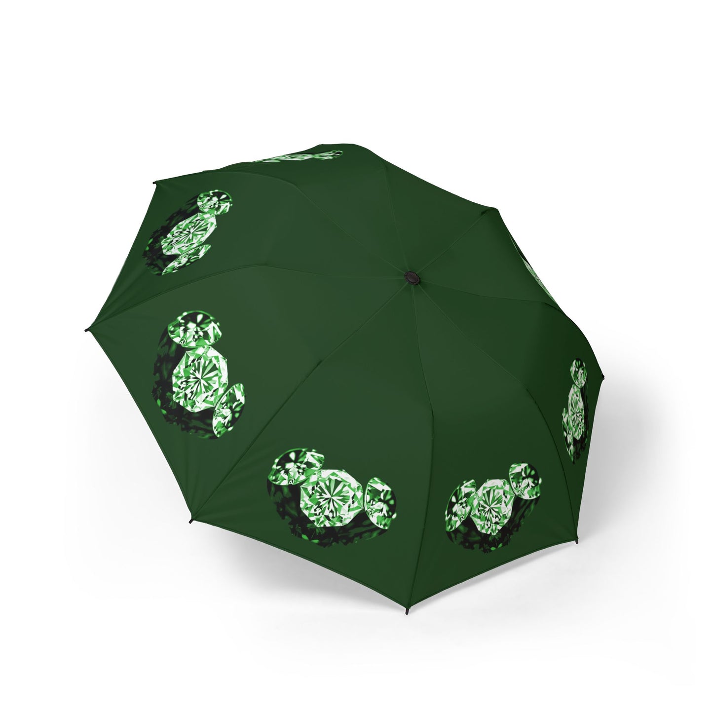 Stylish Dark Green Tri-Diamonds Foldable Umbrella - Compact & Chic