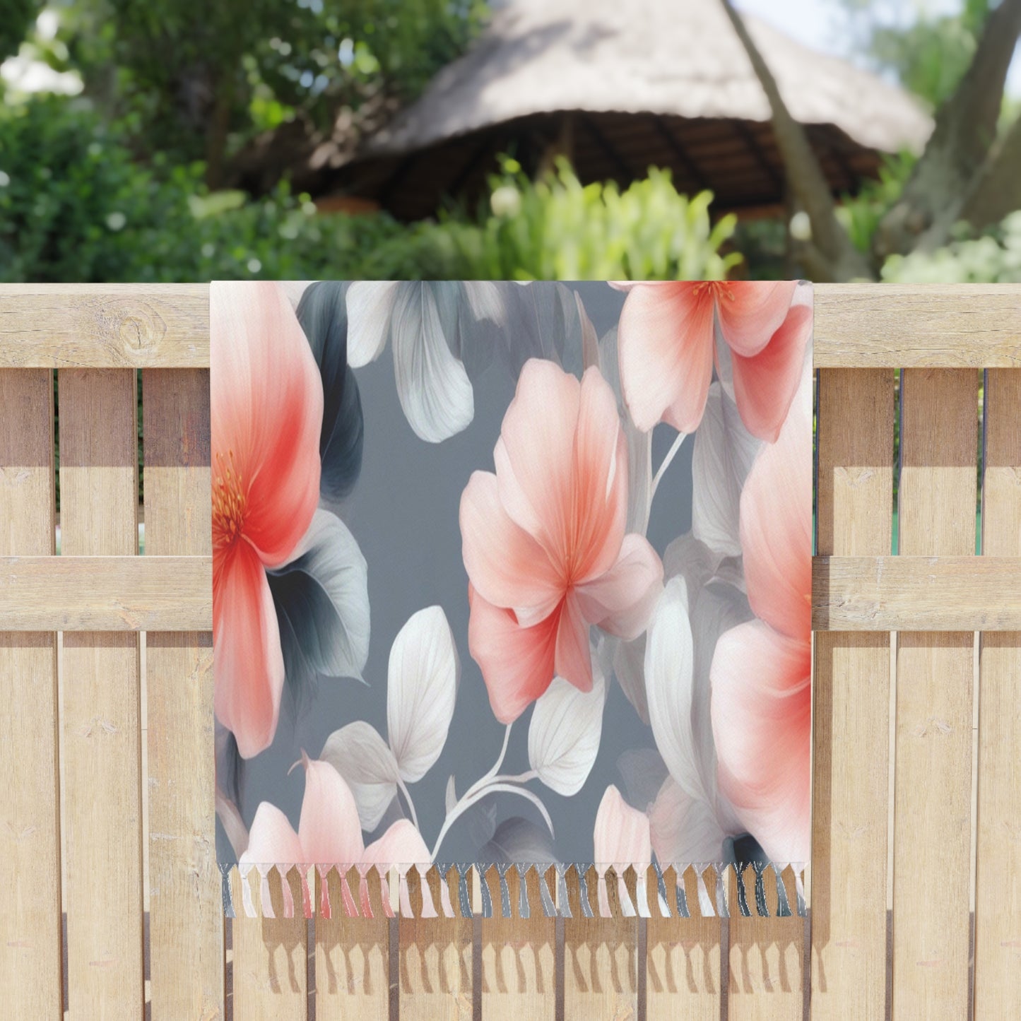 Red Blossom Floral Bunch 38" × 81" Boho Beach Cloth