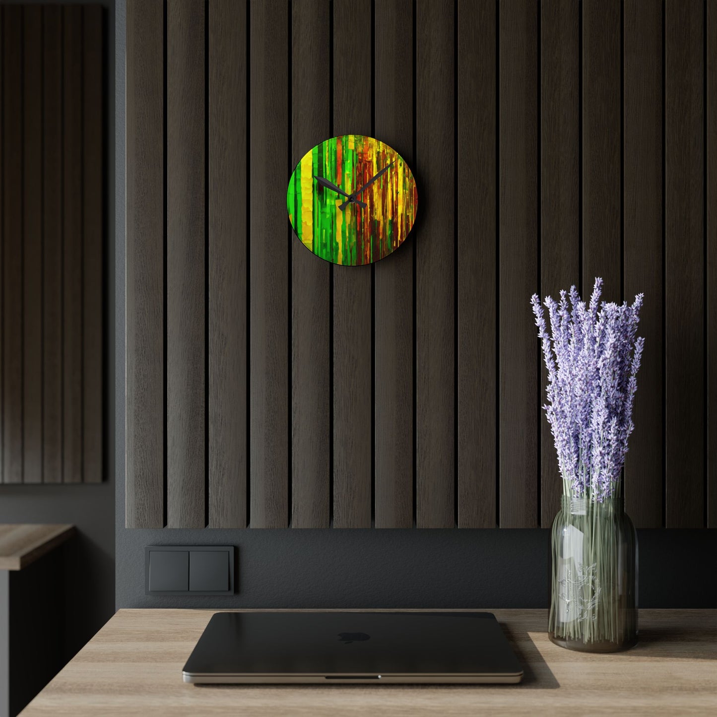 Striped Beta Acrylic Round Wall Clock, 8" x 8"
