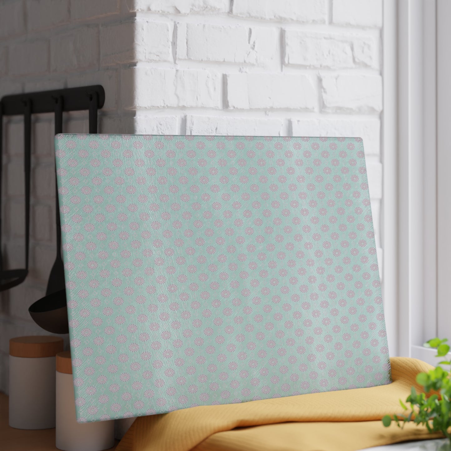 Pink Mornings Star-crossed Bodies Glass Cutting Board, 11" x 15"