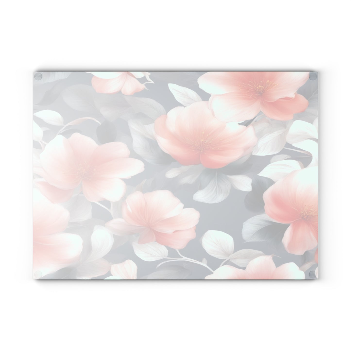 Red Blossom Floral Bunch Glass Cutting Board, 11" x 15"