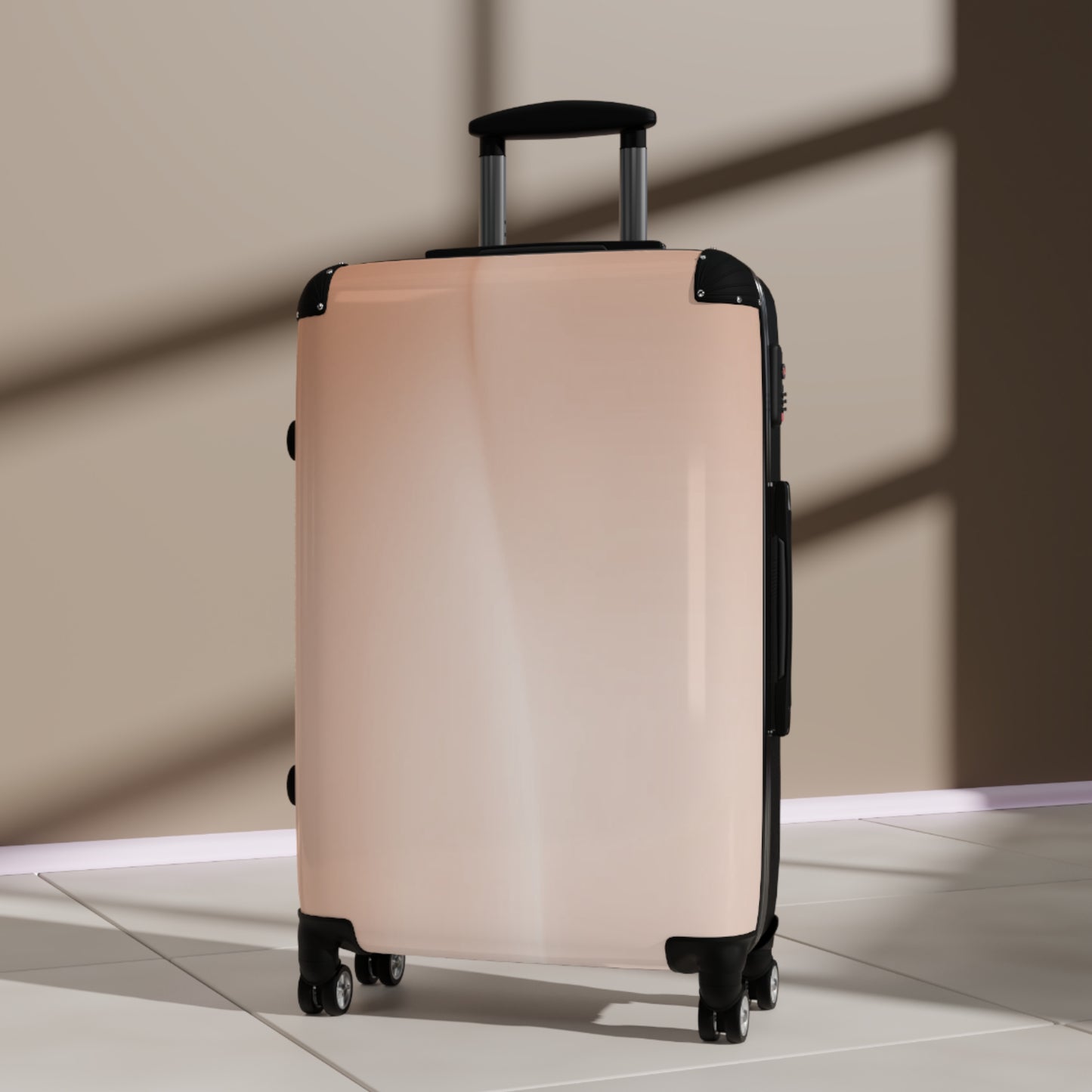 Soft Fade Medium Suitcase with built in lock, 4 double-wheels, telescopic handle, and ABS back hard-shell
