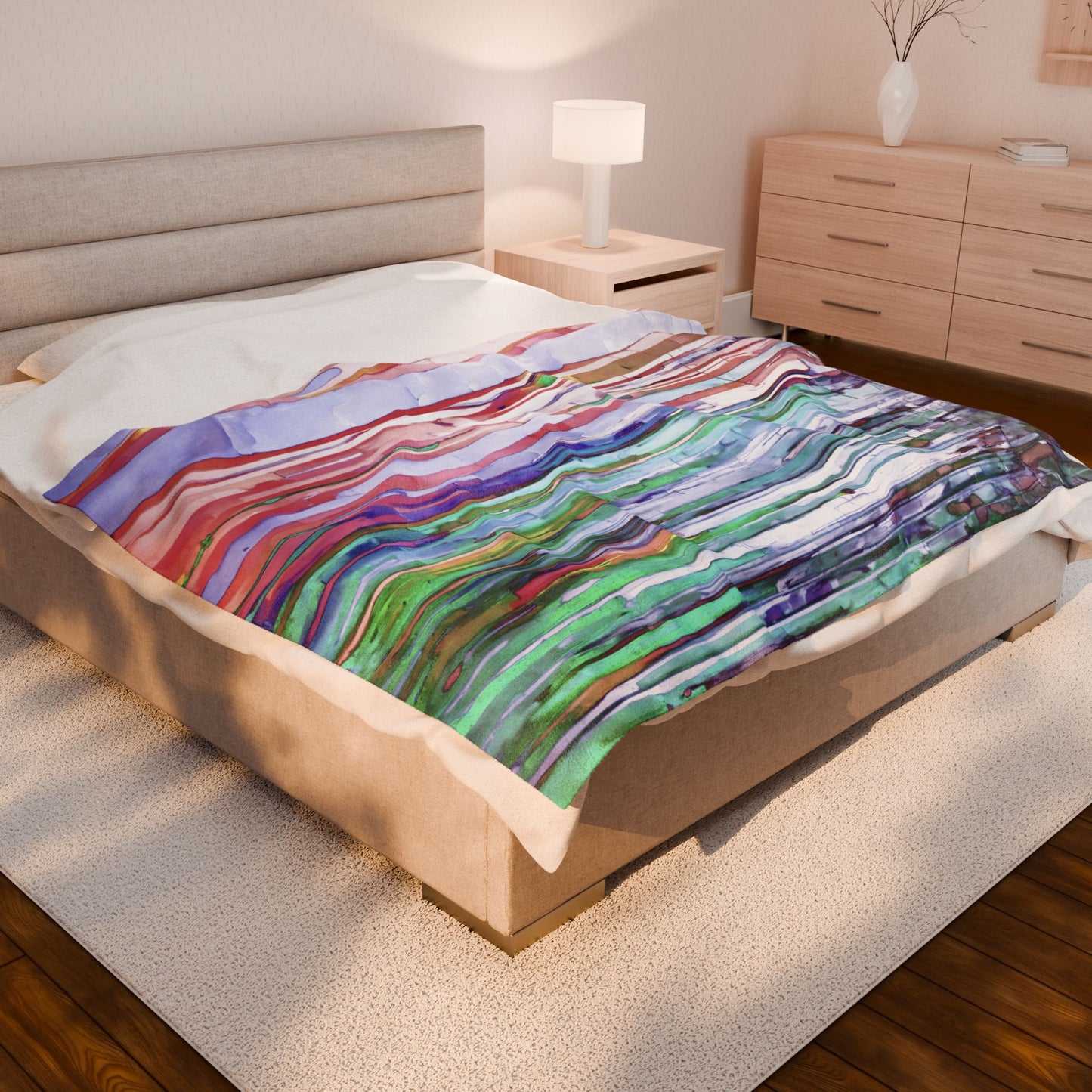 Striped Pastels Velveteen Plush Blanket, 60" x 80"