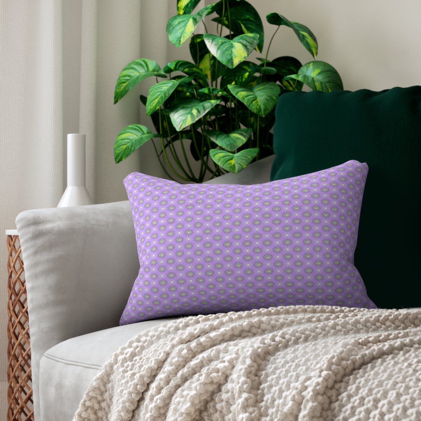 Lavender Star-crossed Bodies Spun Polyester Lumbar Pillow, 20" x 14"
