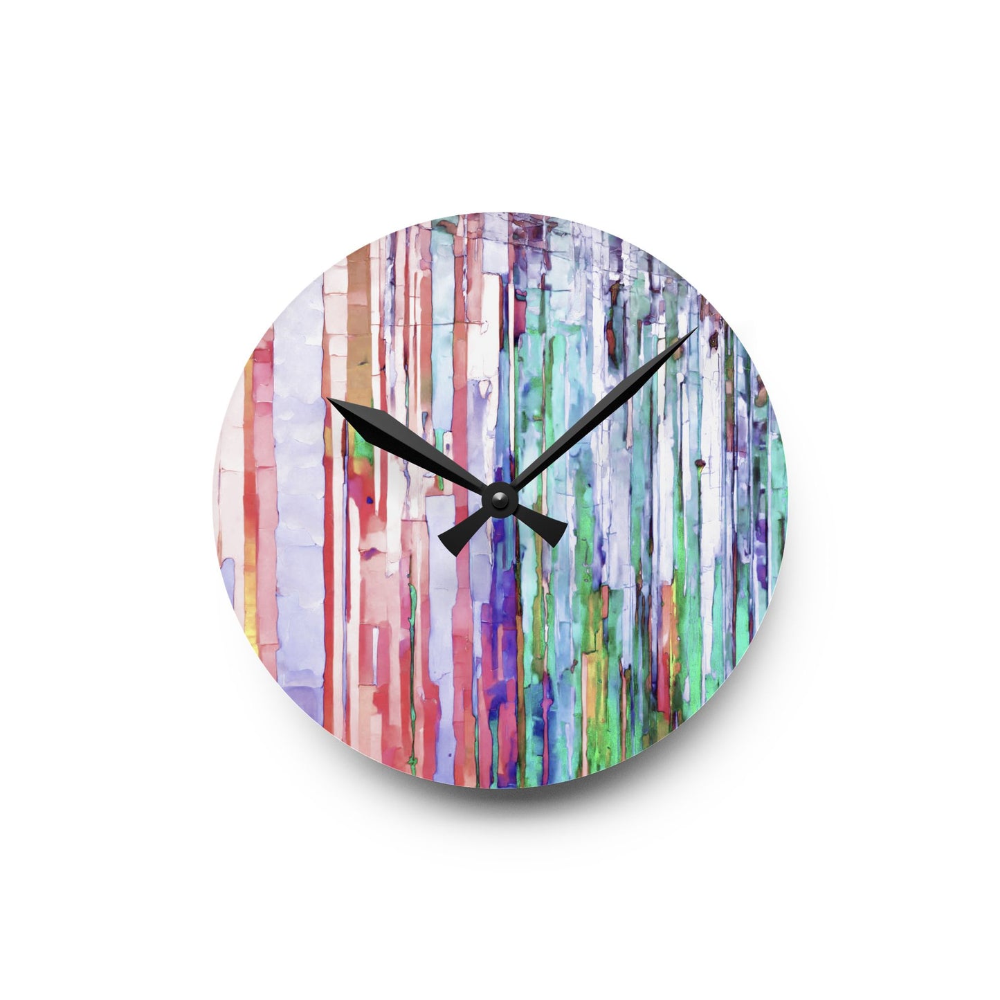 Striped Pastels Acrylic Round Wall Clock, 8" x 8"