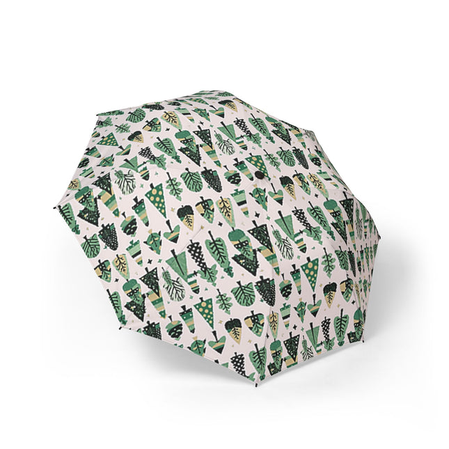 Mini Vintage Green Trees Foldable Umbrella - Compact & Chic