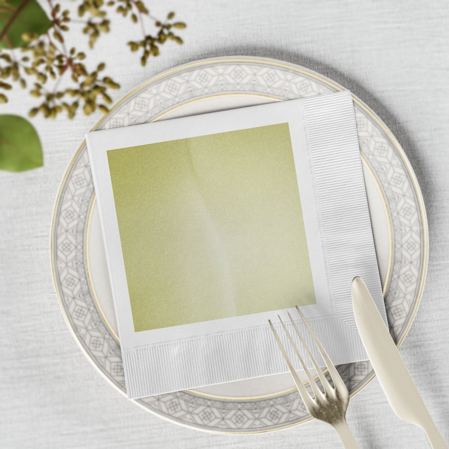 Lemon Fade White Coined Napkins, 6.5" x 6.5"