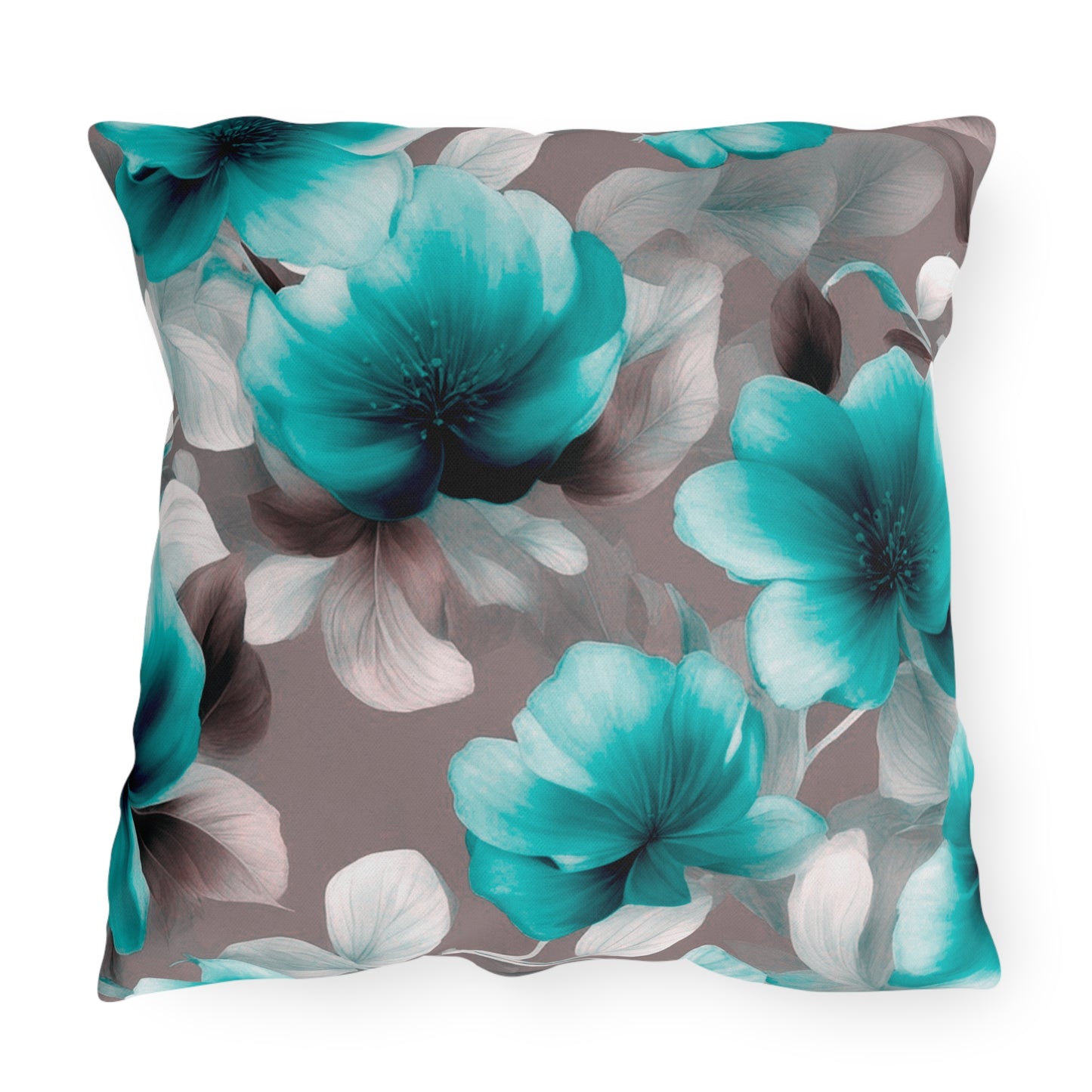 Tif Green Gray Floral Bunch 20" x 20" Outdoor Pillow
