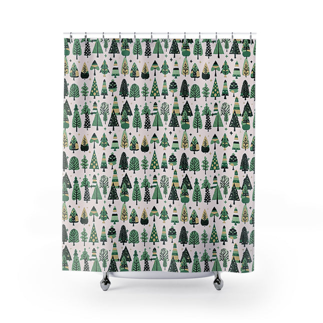 Mini Vintage Green Trees Shower Curtains, 71" x 74"