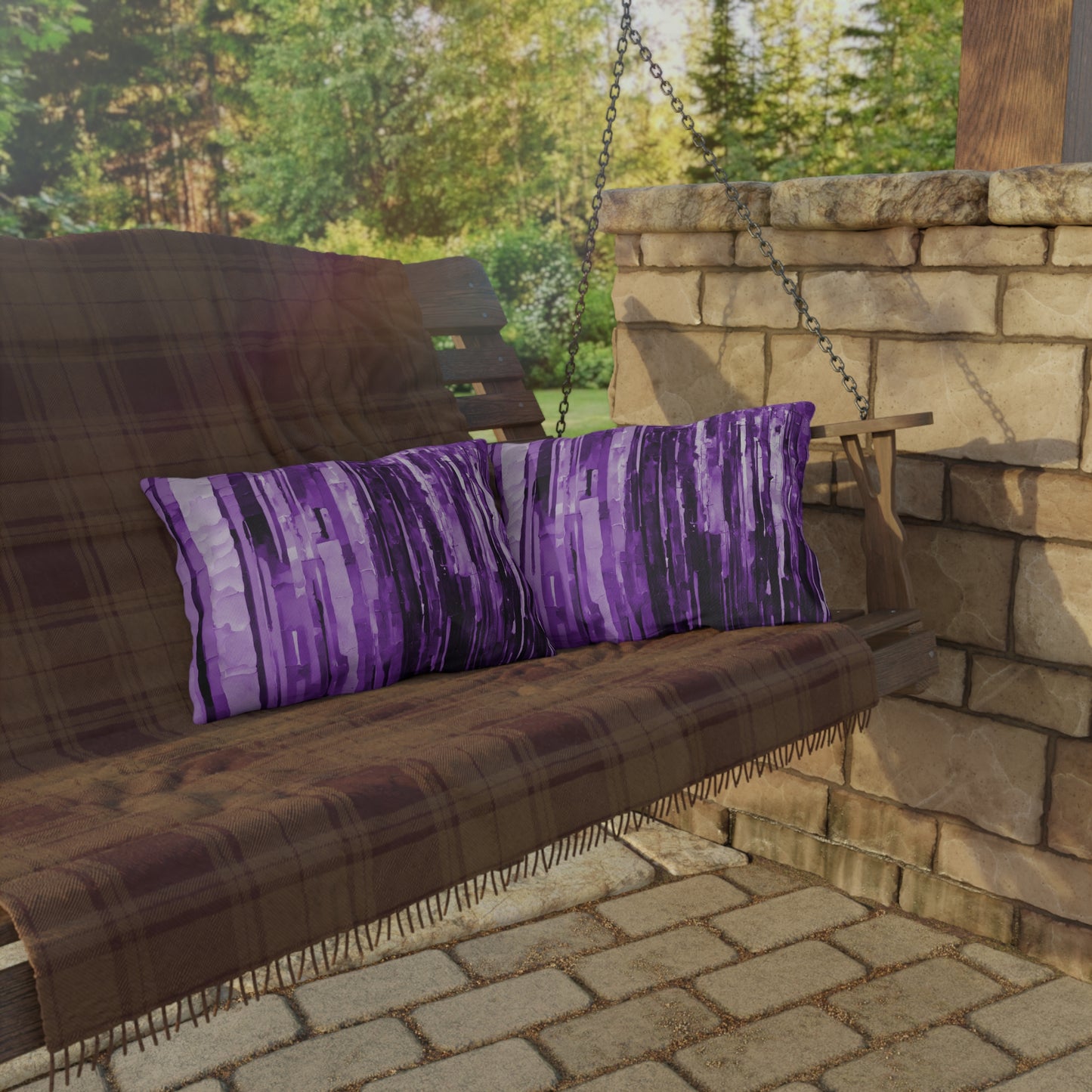 Striped Powder Lavender 20" x 14" Outdoor Pillow