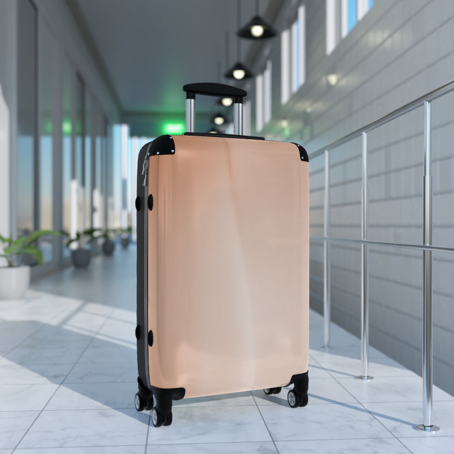 Soft Fade Medium Suitcase with built in lock, 4 double-wheels, telescopic handle, and ABS back hard-shell