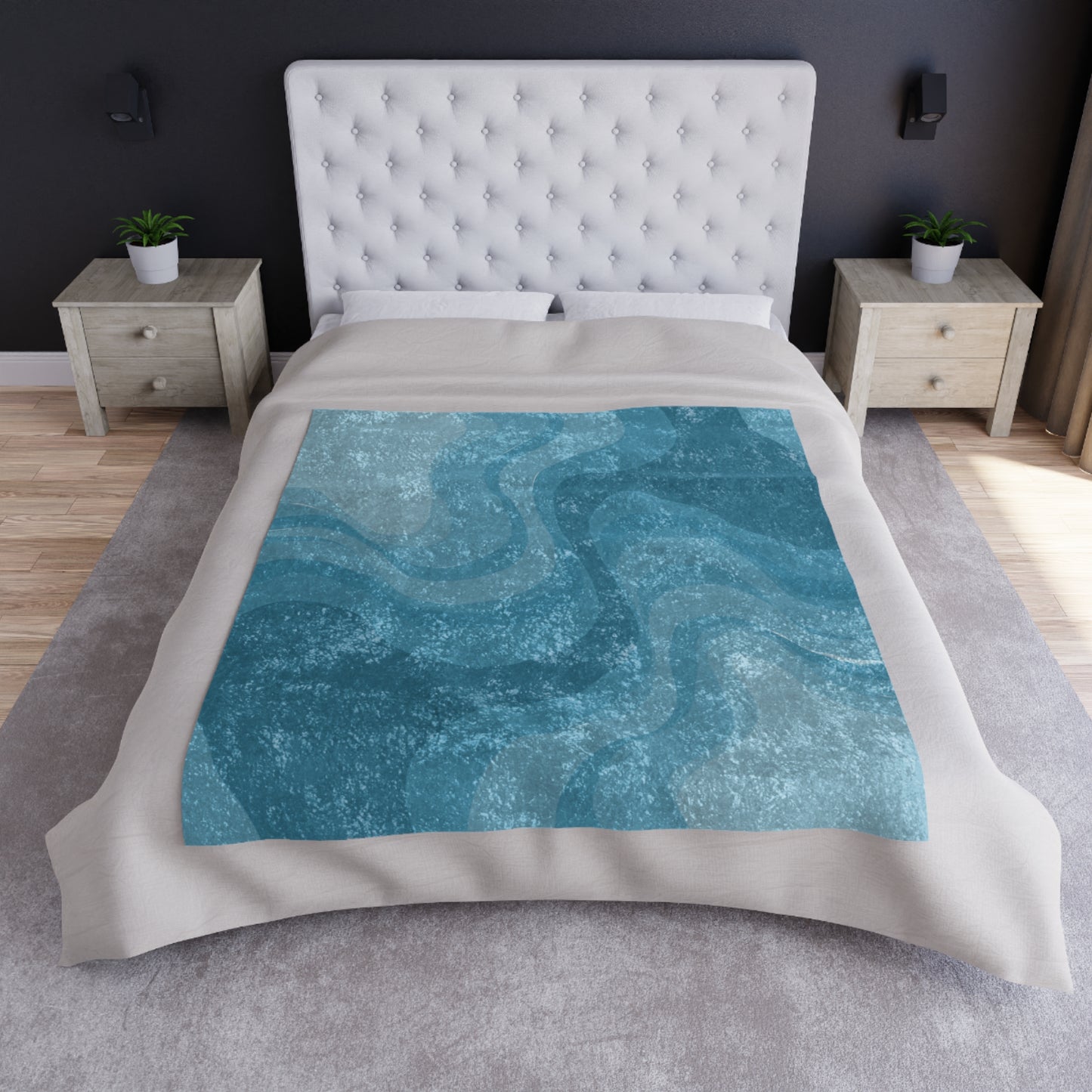 Sky Blue Wavey 50" x 60" Crushed Velvet Blanket