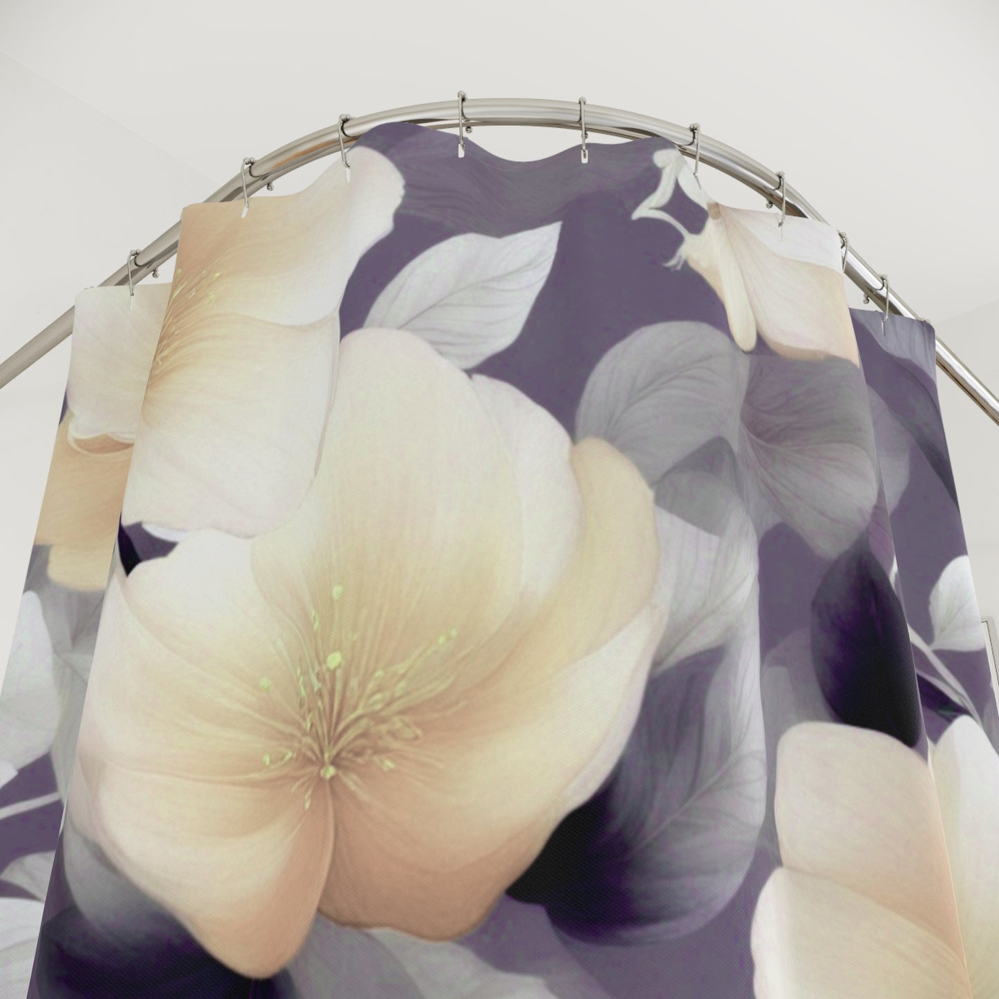 White Blush Floral Bunch Shower Curtains, 71" x 74"