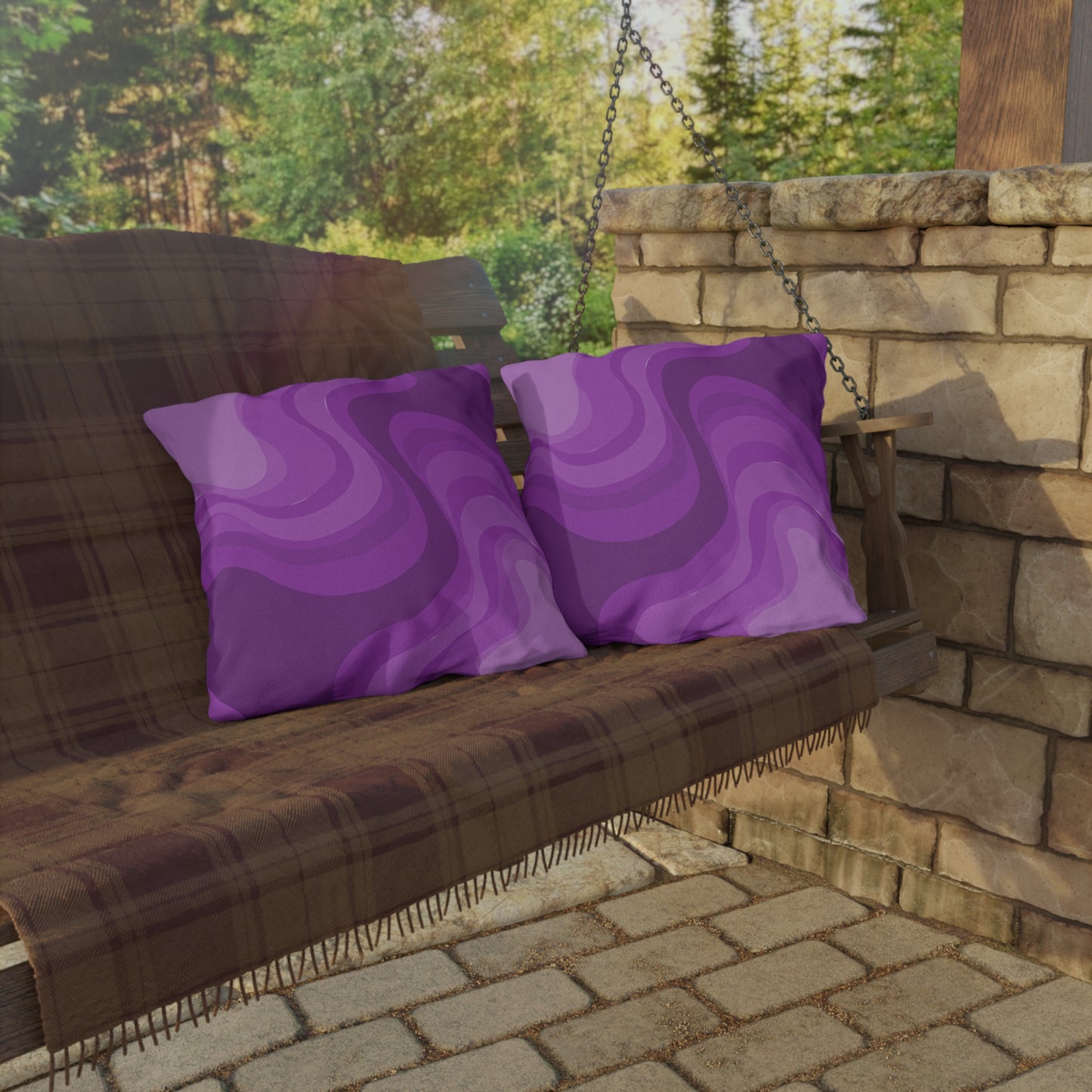 Wavey Purple Wavey 20" x 20" Outdoor Pillow
