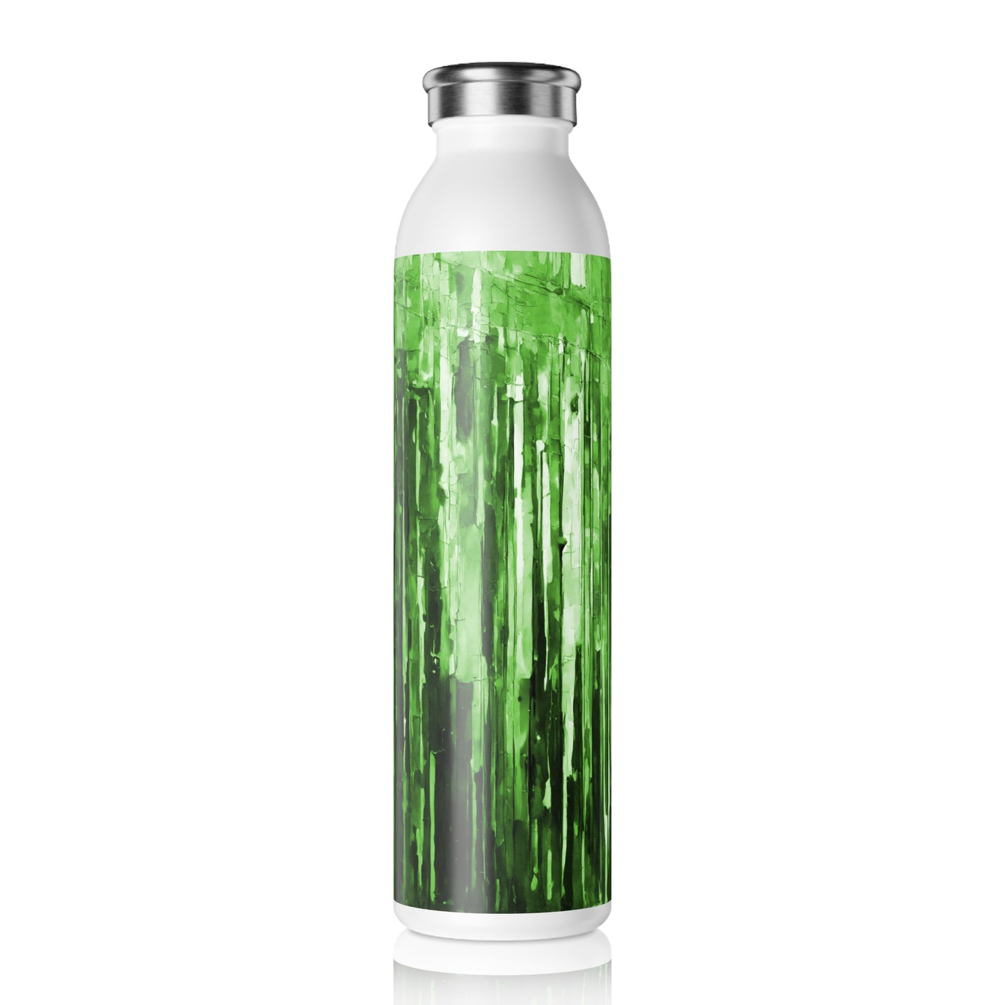 Striped Mint Pastel Slim Water Bottle, 20 oz White