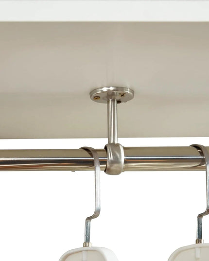 White Wooden Closet Organizer System – Wall-Mounted Shelves, Drawers & Hanging Rod for Clothes Storage