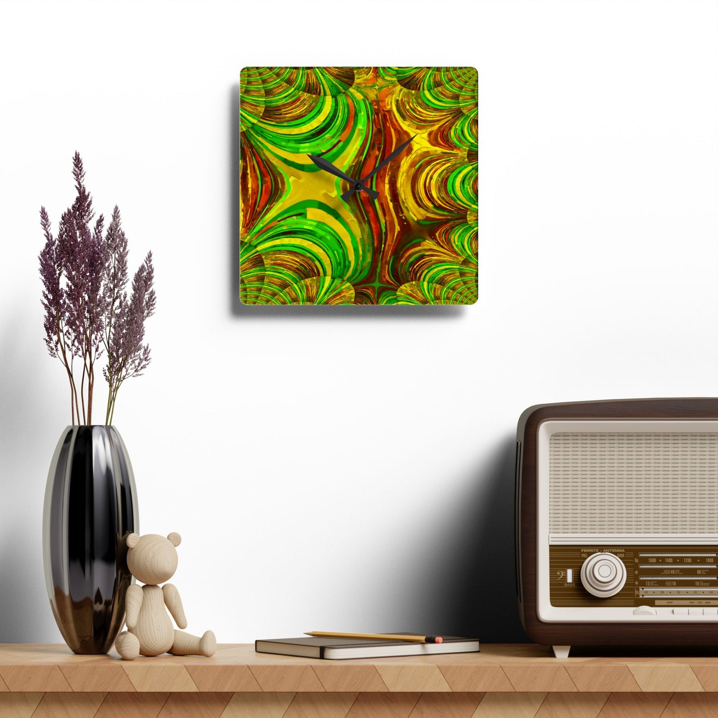 Uzi Spiral Beta Acrylic Wall Clock, Round or Square, 10.75" x 10.75"