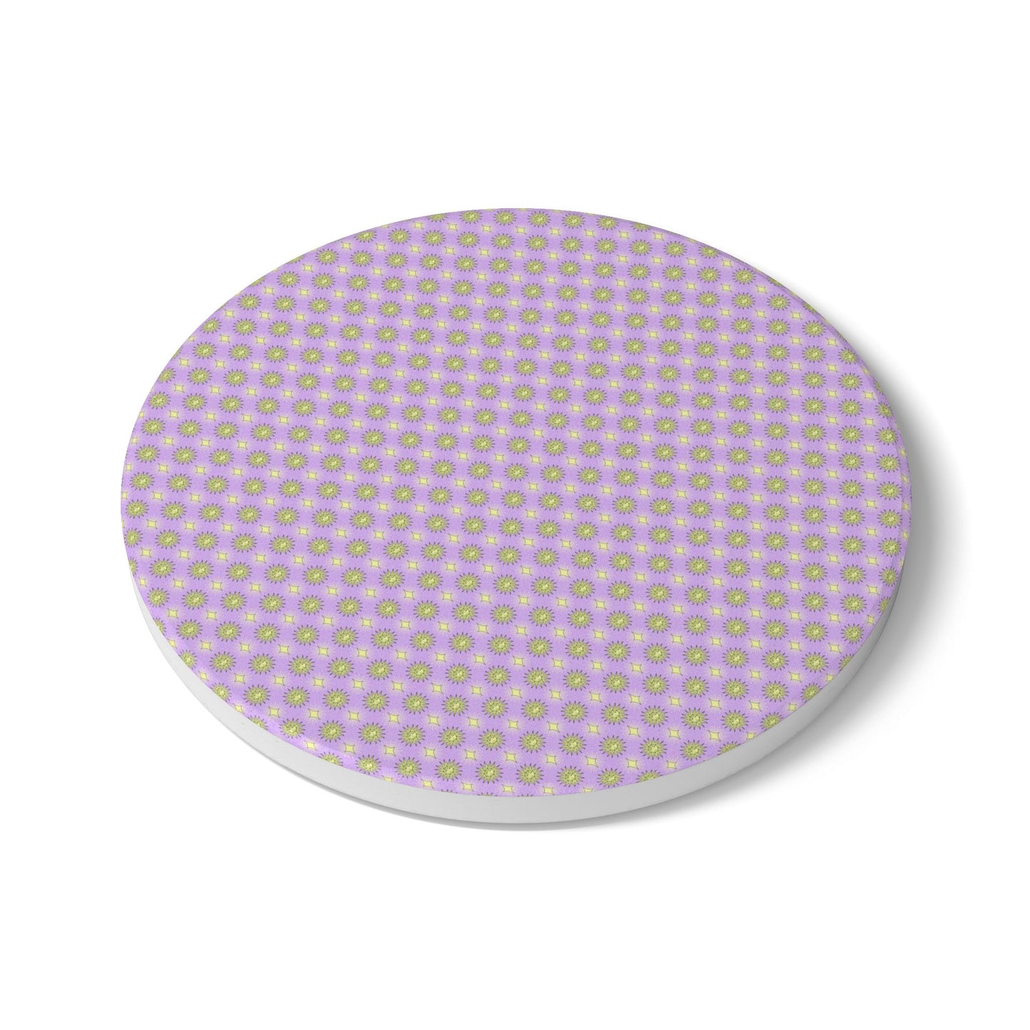 Magenta Star-crossed Bodies Round Ceramic Coaster, 4" x 4"