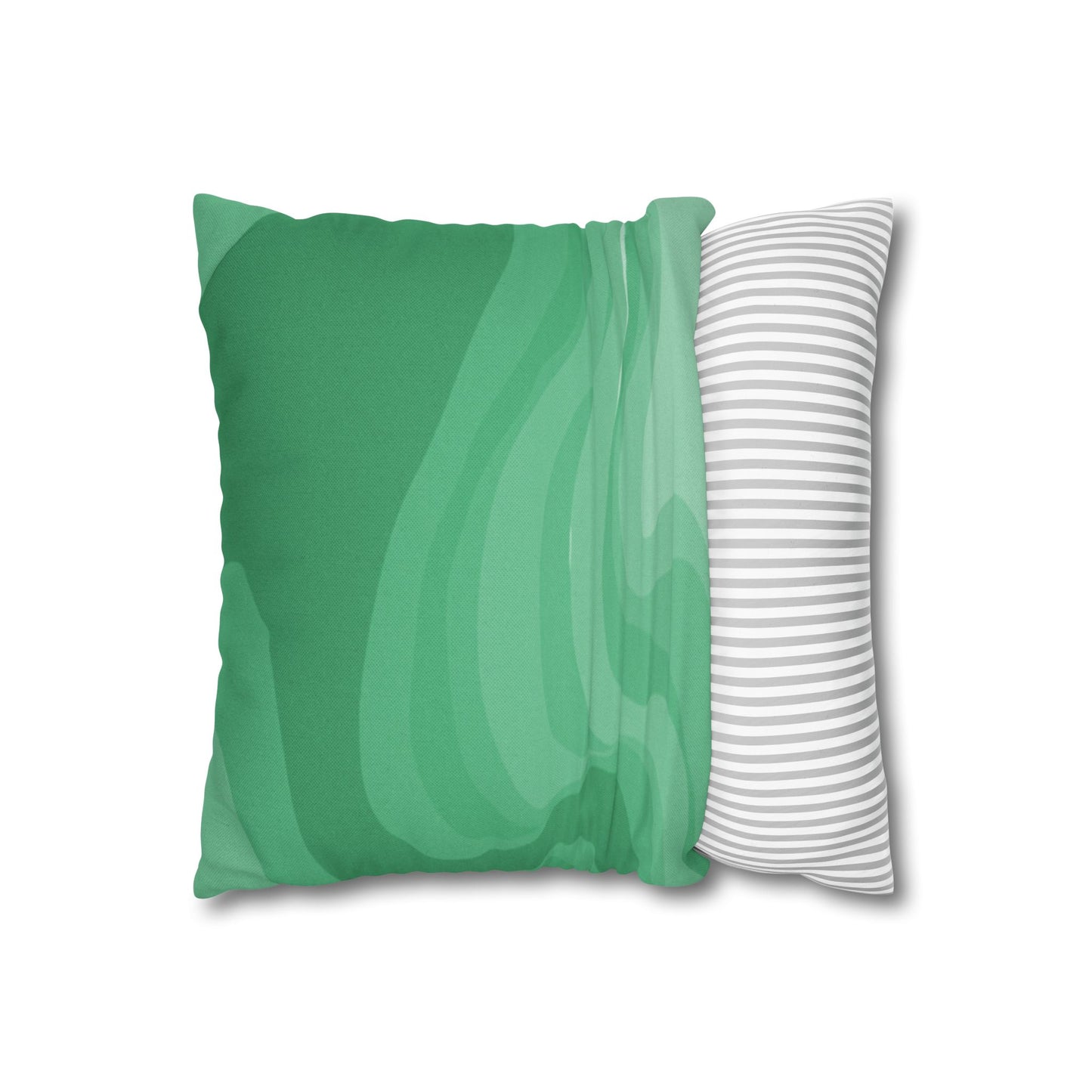 Mint Green Wavey Spun Polyester Square Pillowcase, 14" x 14"