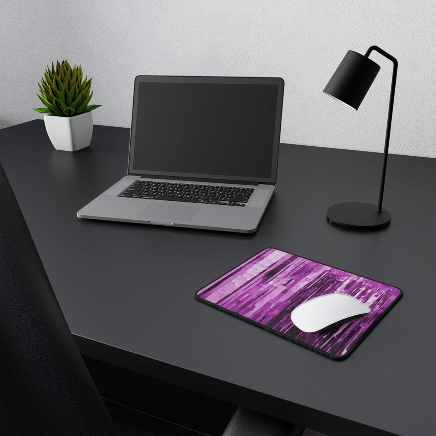 Striped Powder Lavender Non-Slip Gaming Mouse Pad, 9.5" X 8" Rectangle