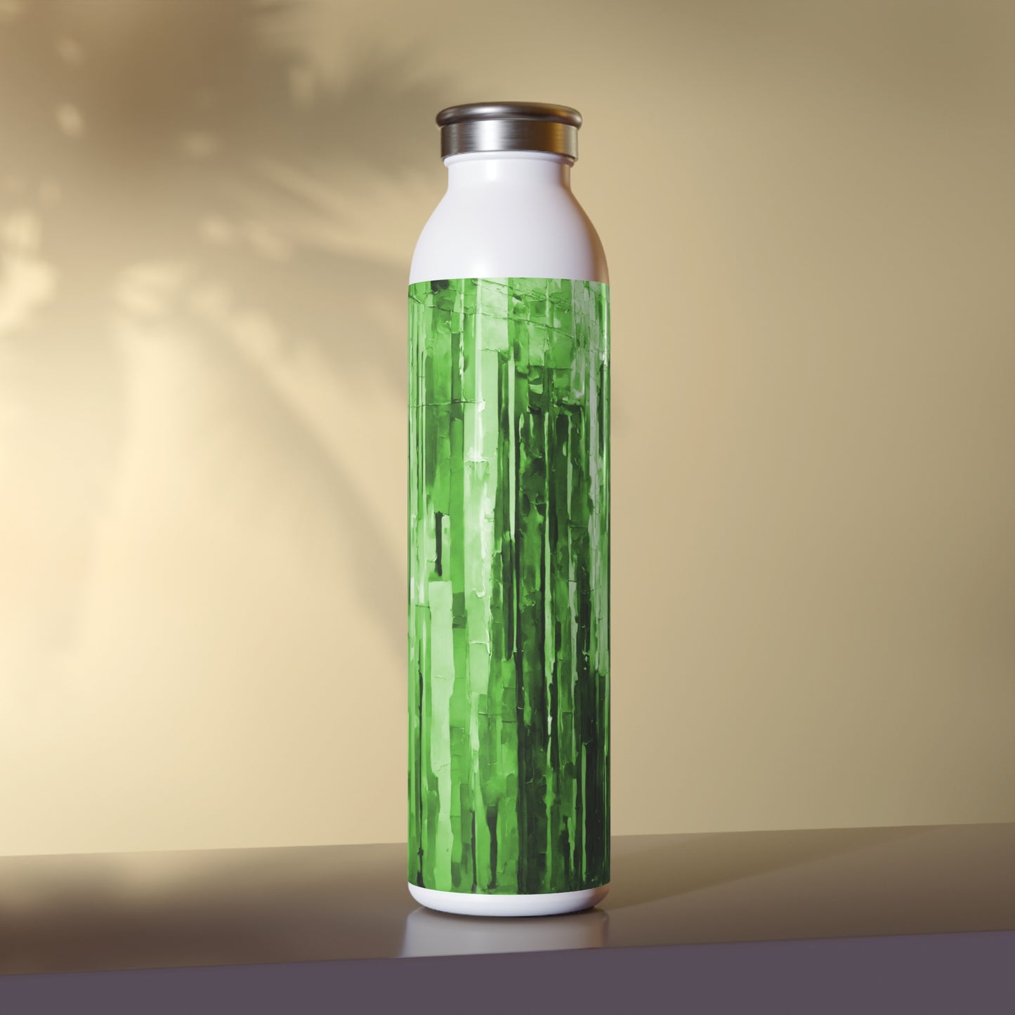 Striped Mint Pastel Slim Water Bottle, 20 oz White