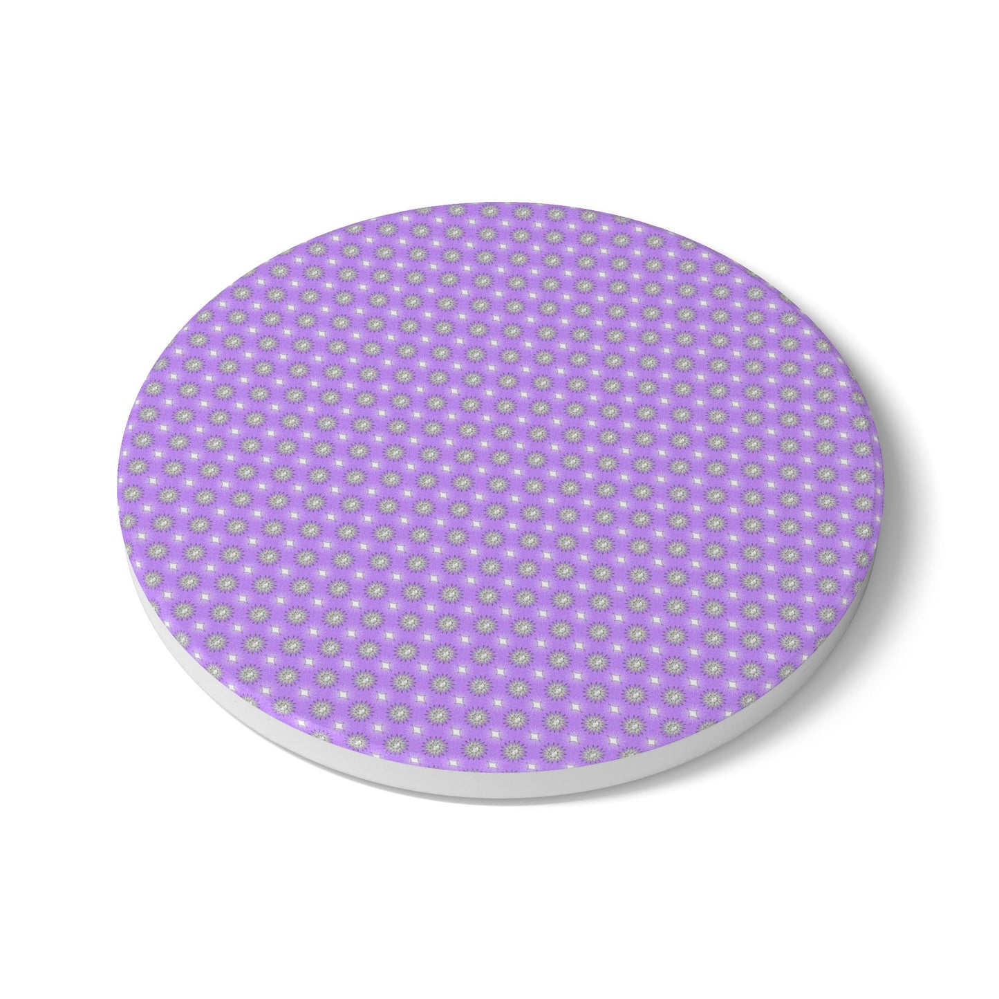 Lavender Star-crossed Bodies Round Ceramic Coaster, 4" x 4"