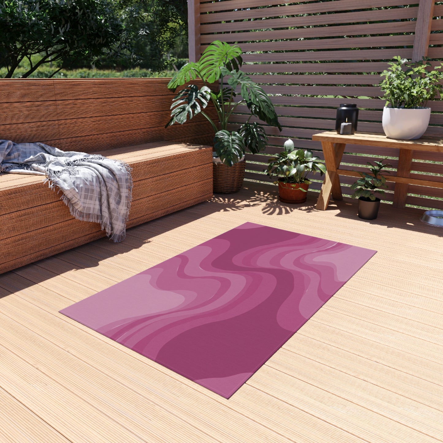 Pinky Mauve Wavey 36" x 60" Outdoor Rug