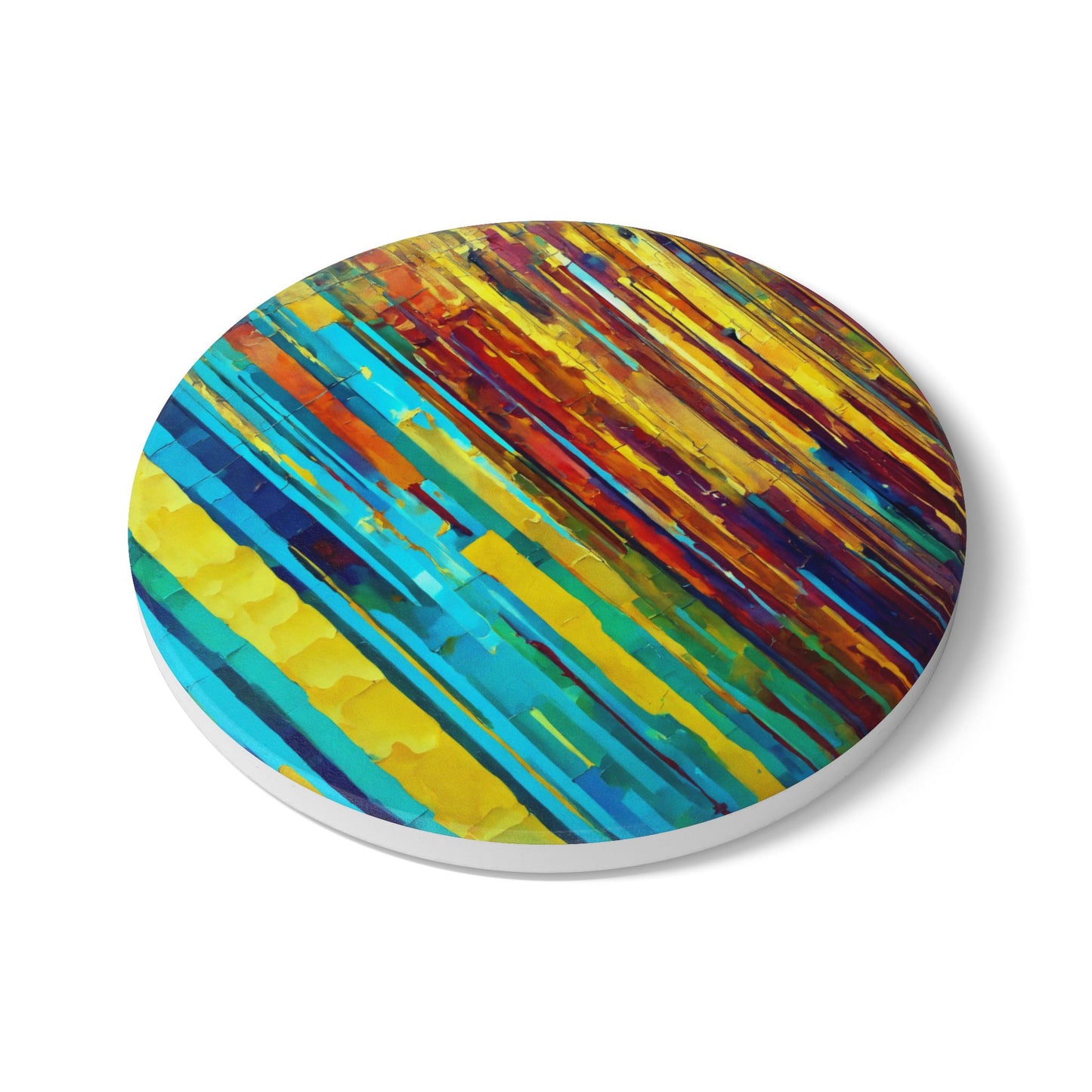 Striped Alpha 4" x 4" Round Ceramic Coaster
