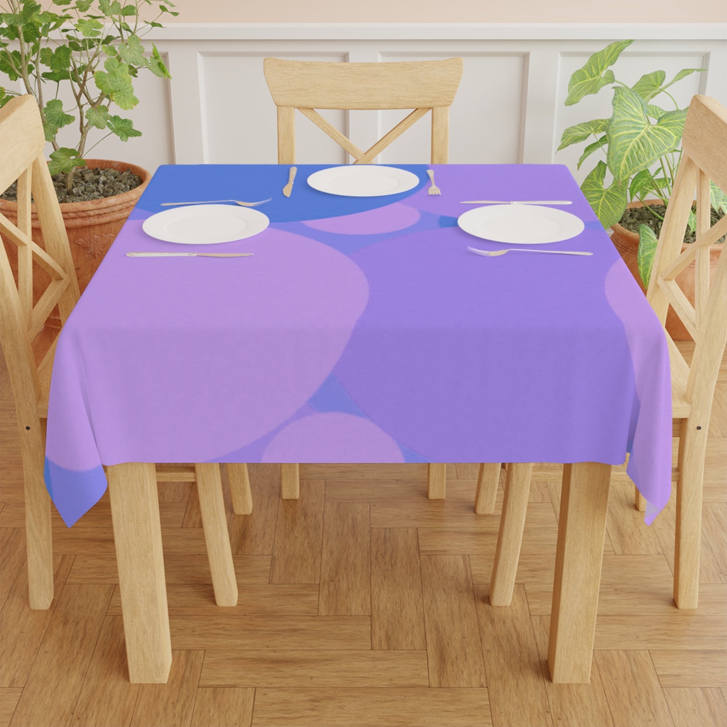 Pastel Purple Family Patches Tablecloth, 55" x 55"