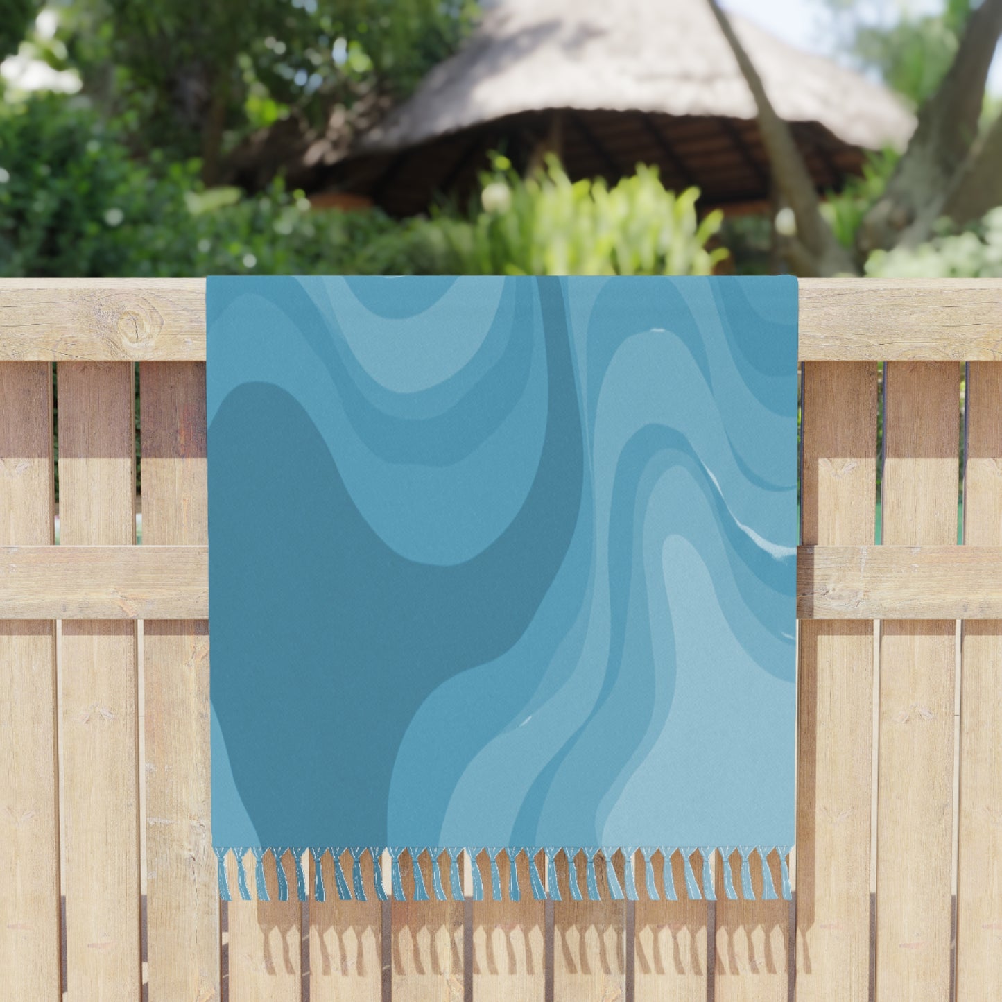 Sky Blue Wavey 38" × 81" Boho Beach Cloth