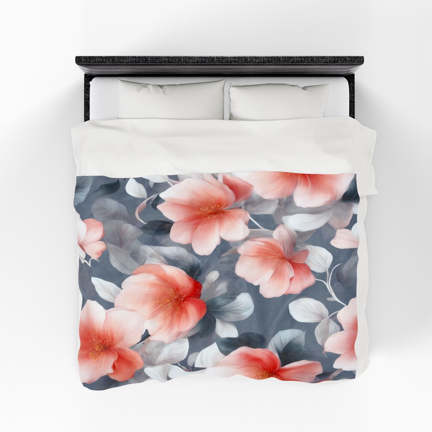 Red Blossom Floral Bunch Velveteen Plush Blanket, 60" x 80"