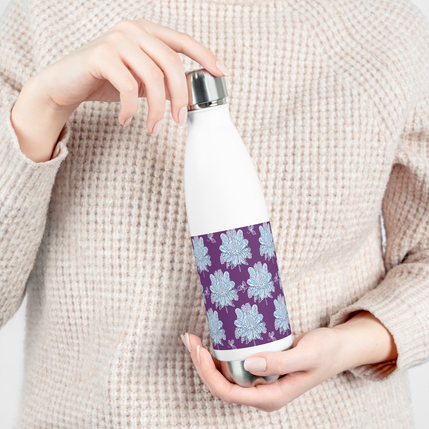 Blue Floral Butterflies 20oz Insulated Water Bottle