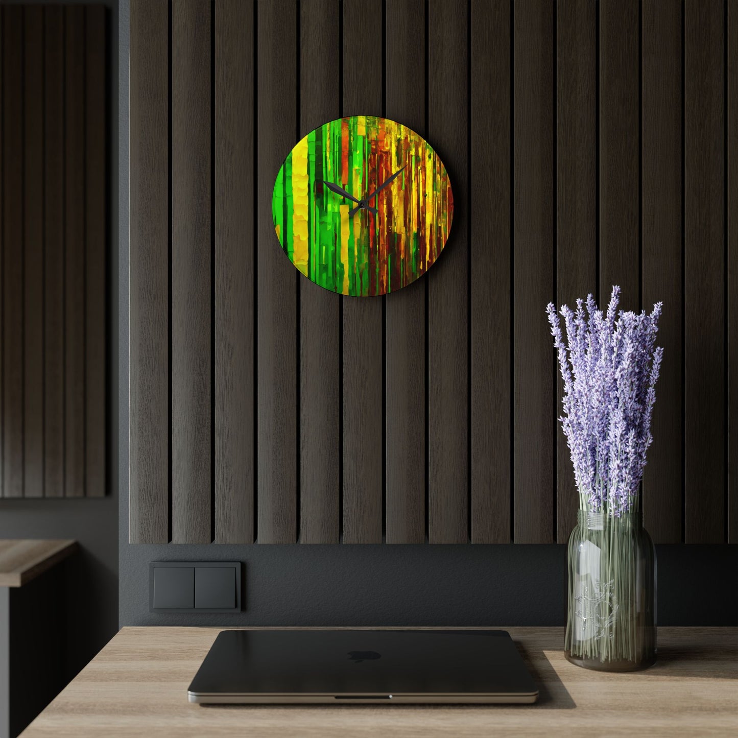 Striped Beta Acrylic Wall Clock, Round or Square, 10.75" x 10.75"