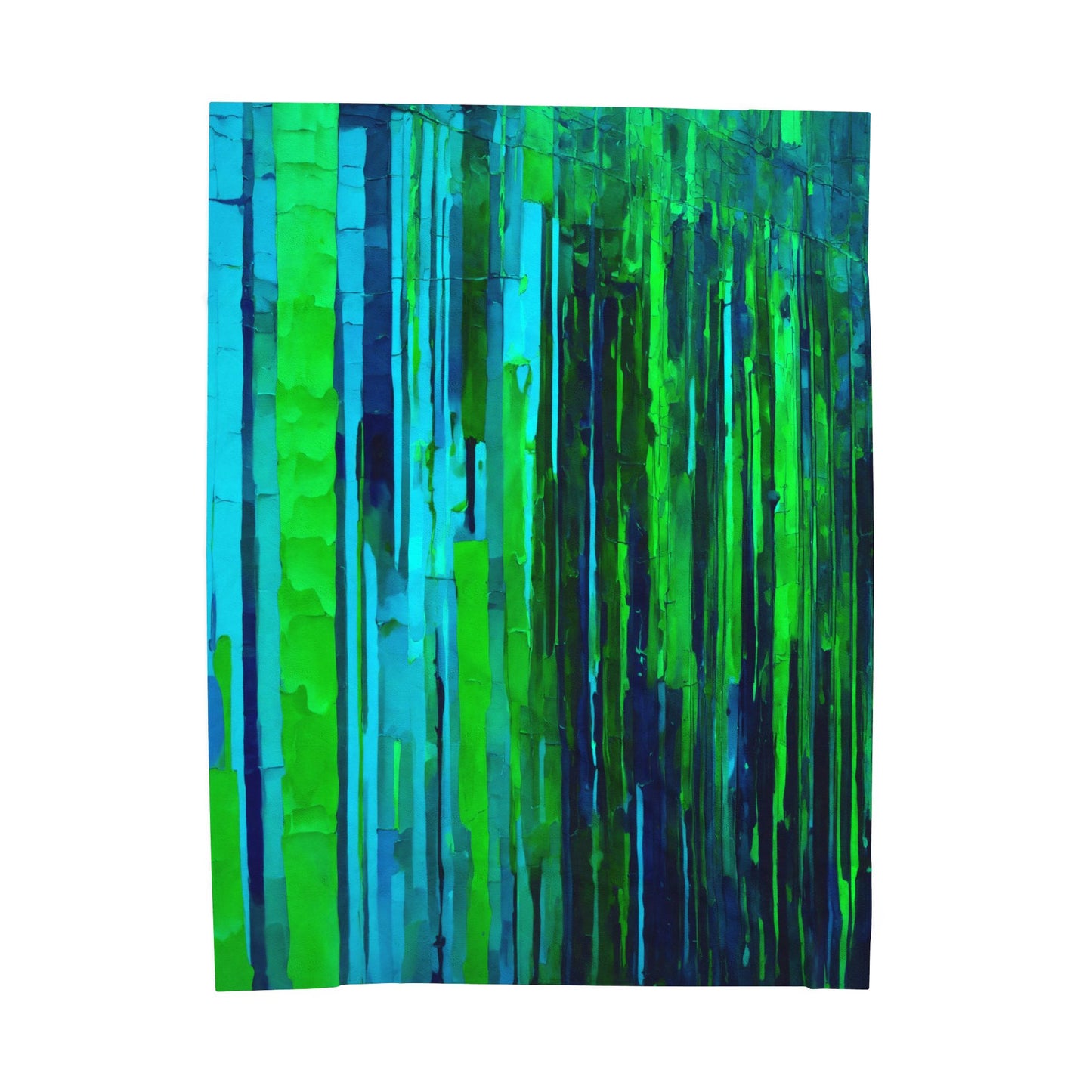 Striped Blue Green Velveteen Plush Blanket, 60" x 80"