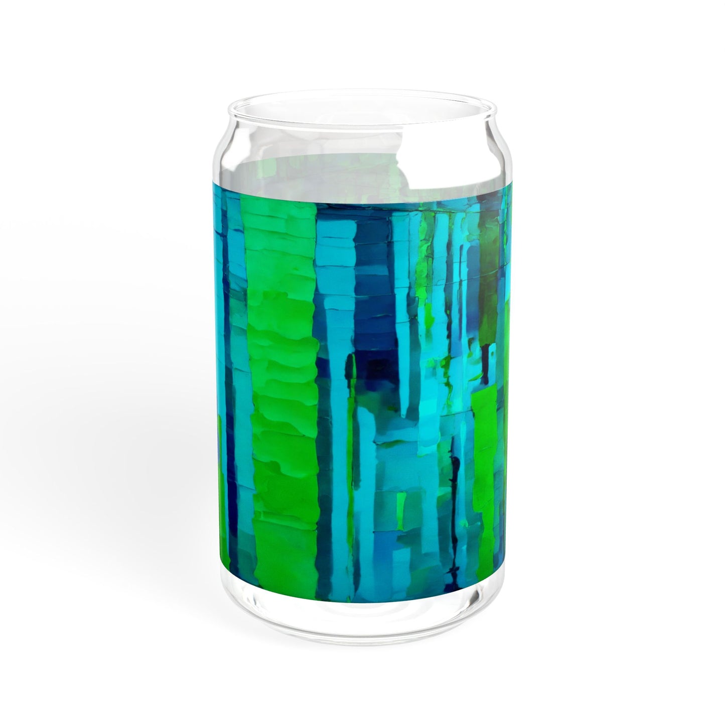 Striped Blue Green Glass, 16oz