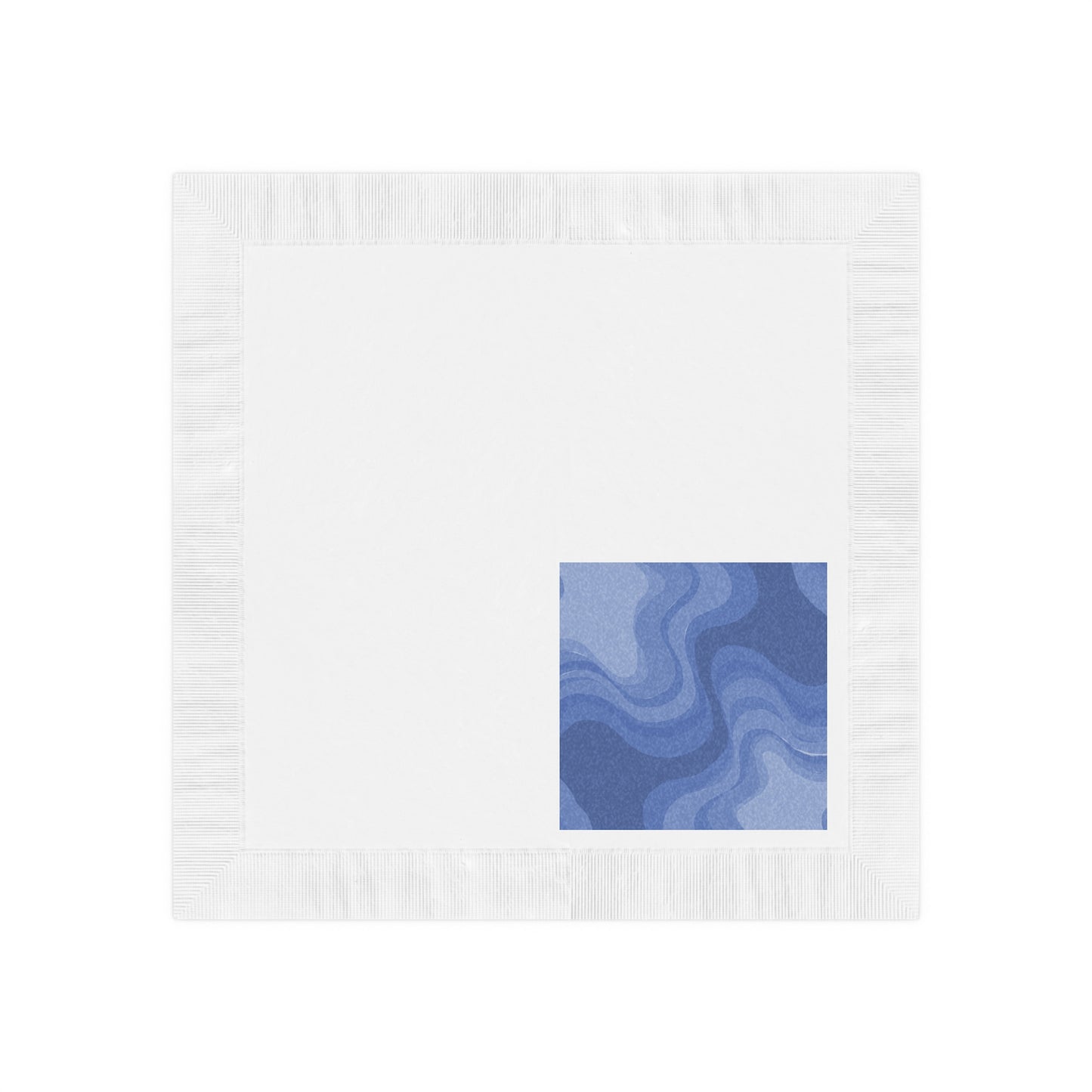 Deep Blue Wavey White Coined Napkins, 6.5" x 6.5"