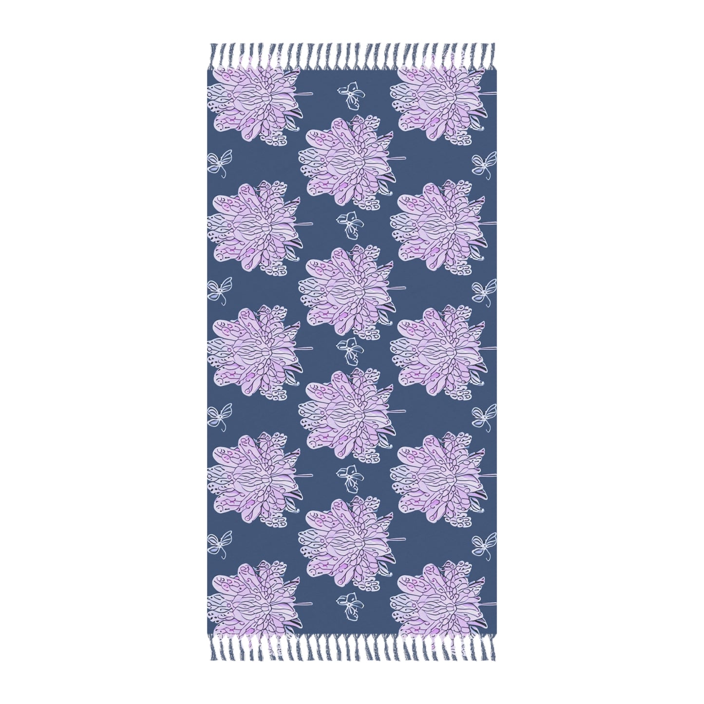 Purple White Floral Butterflies 38" × 81" Boho Beach Cloth