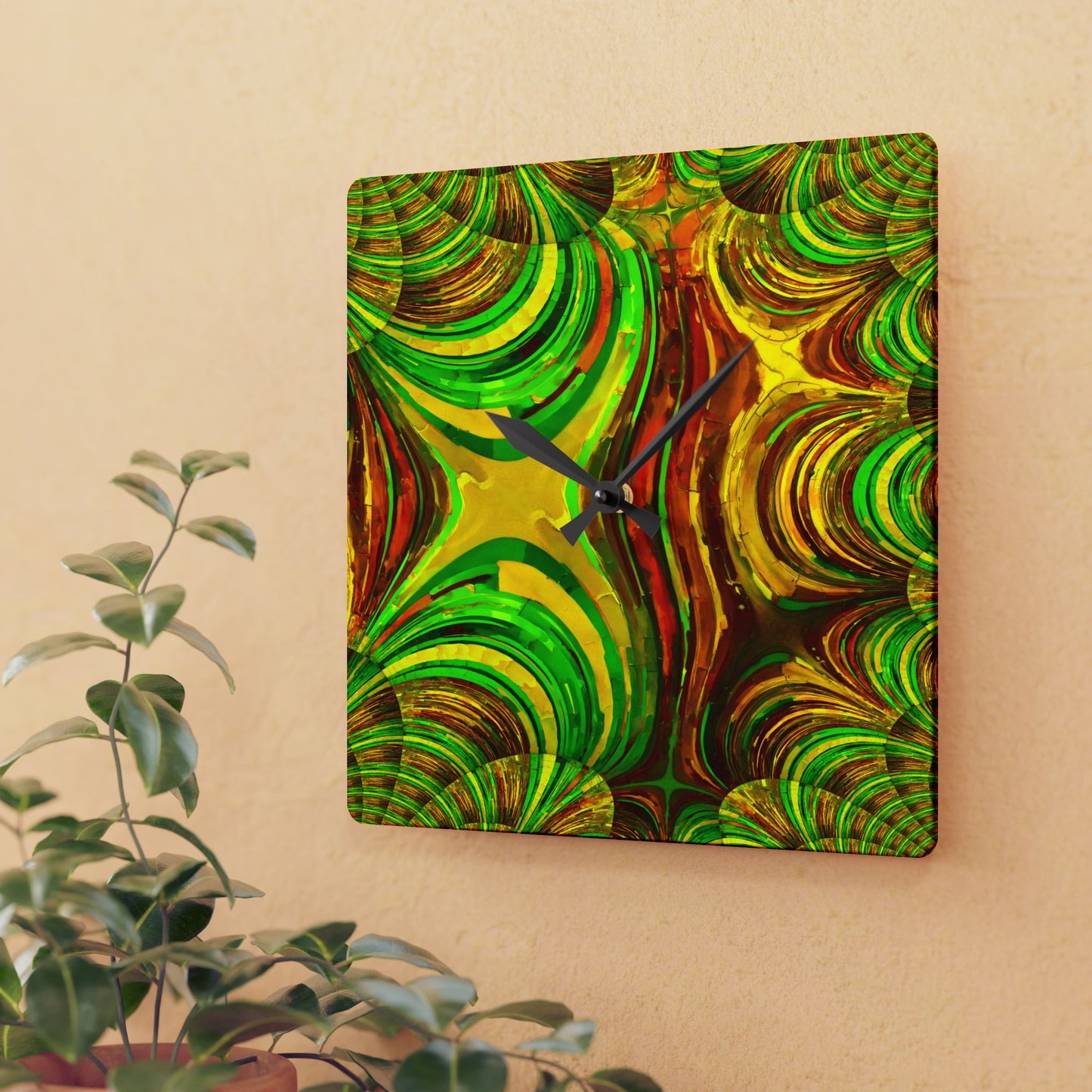 Uzi Spiral Beta Acrylic Wall Clock, Round or Square, 10.75" x 10.75"