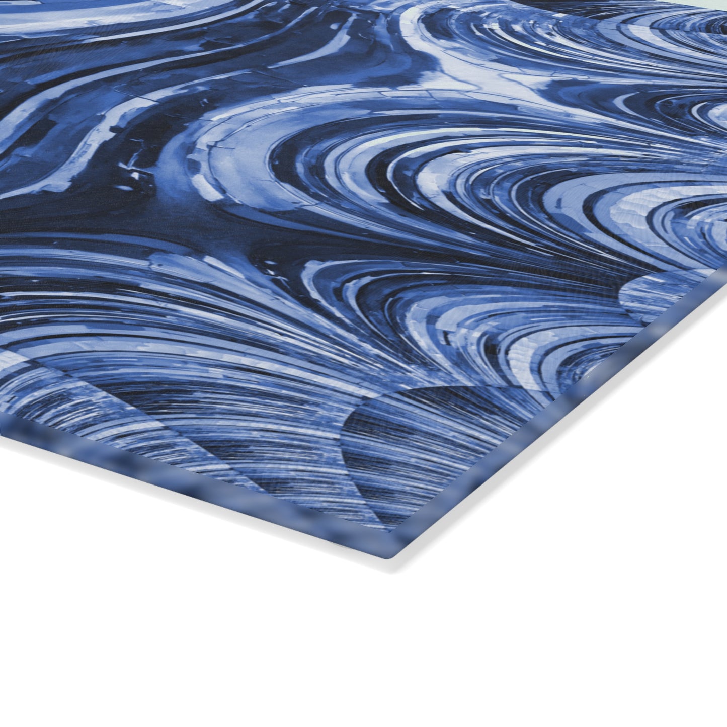Uzi Spiral Deep Blue Pastel 8" x 11" Glass Cutting Board
