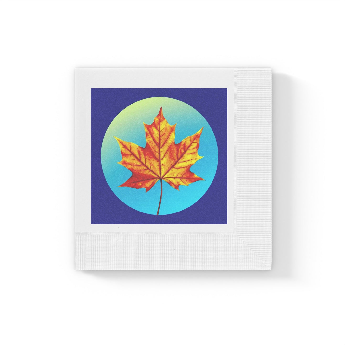 Alpha Maple Leaf White Coined Napkins, 6.5" x 6.5"
