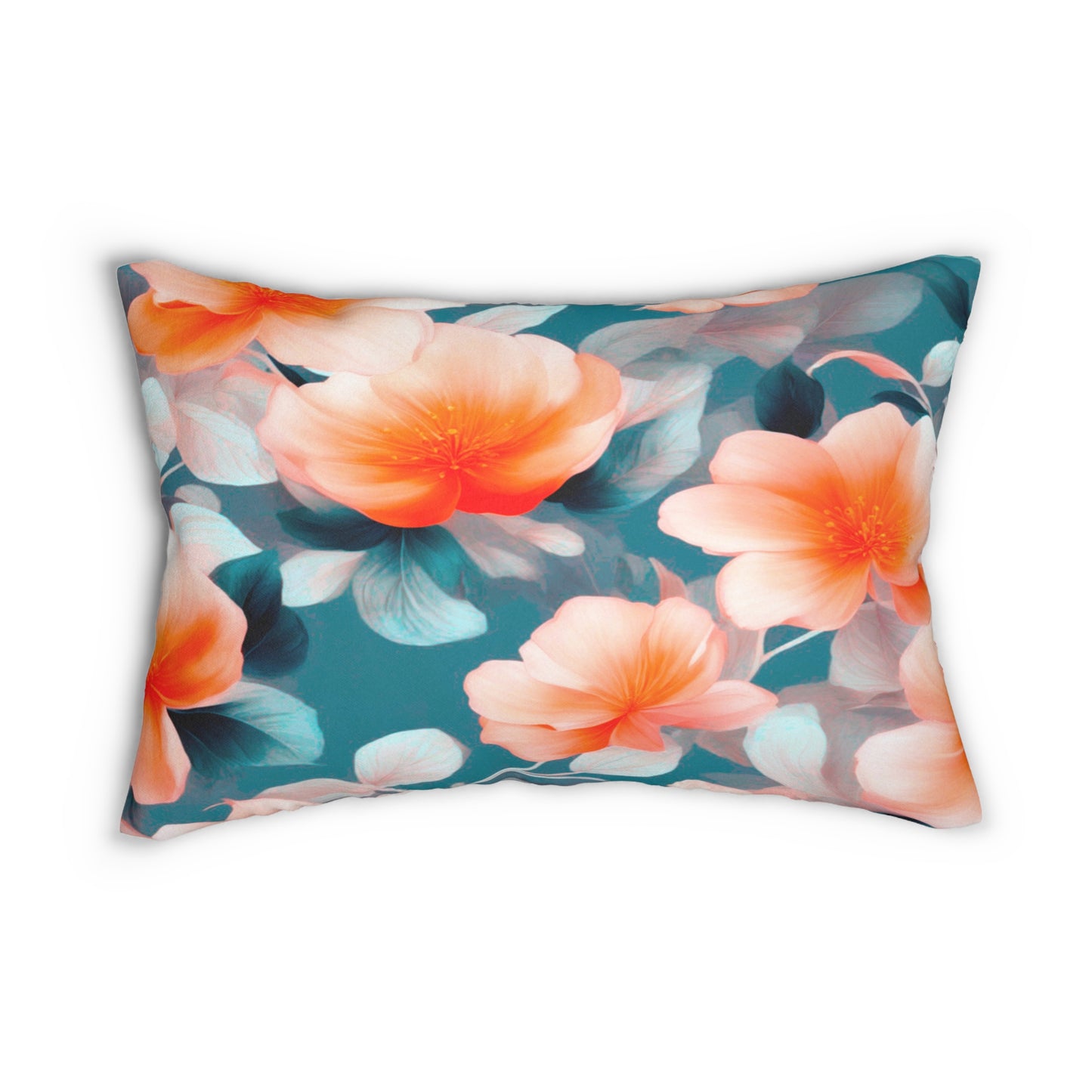 Orange Blossom Floral Bunch Spun Polyester Lumbar Pillow, 20" x 14"