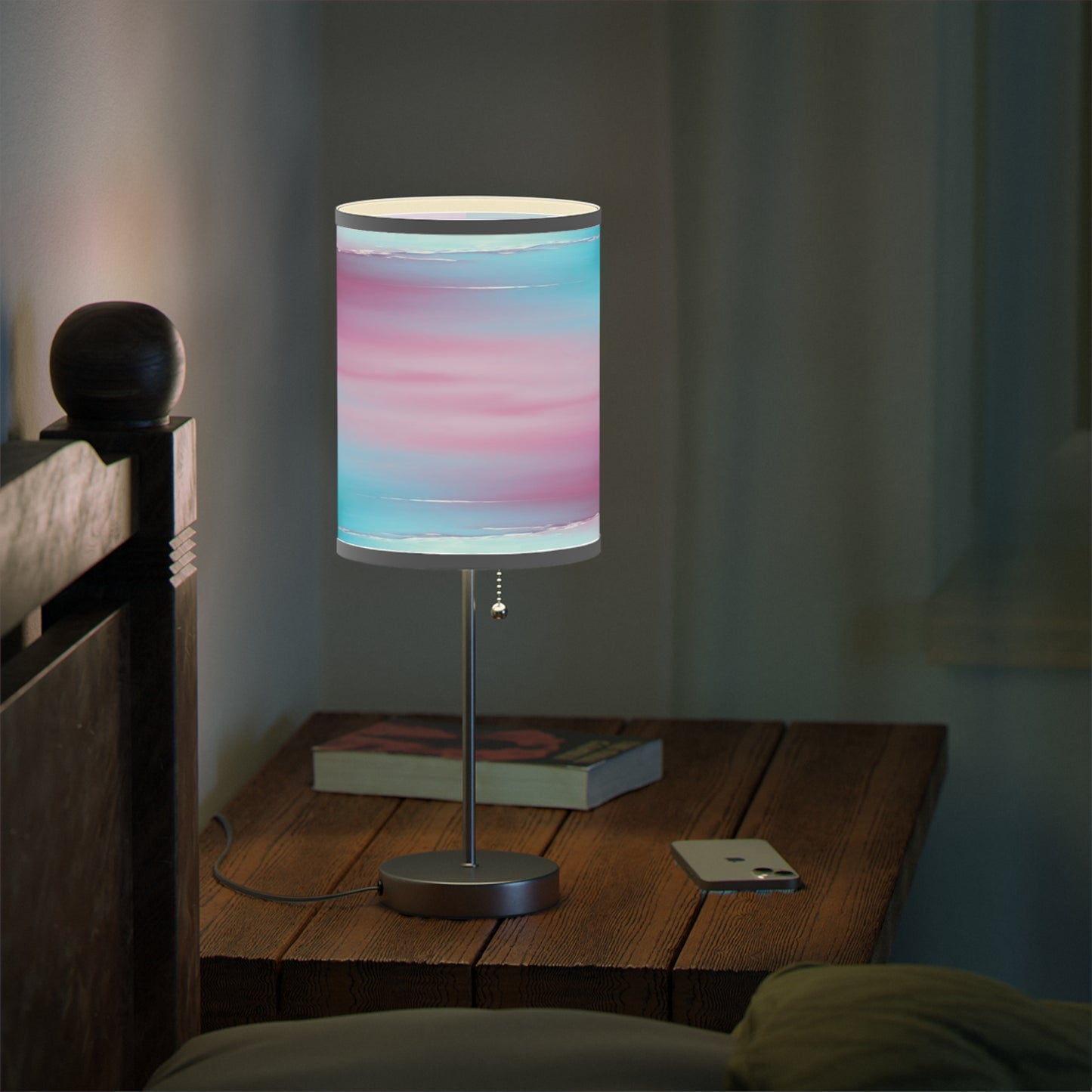Wine Sea Blue Fog Table Lamp on a White or Silver Stand, US|CA plug