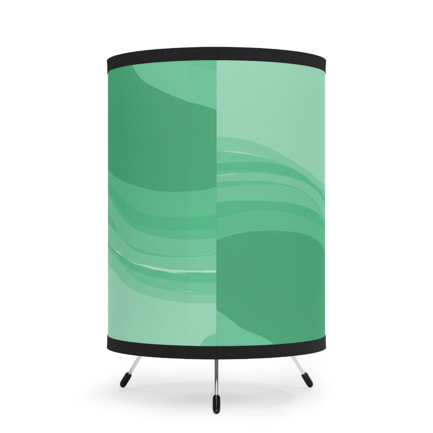 Mint Green Wavey Tripod Lamp with High-Res Printed Shade, US\CA plug