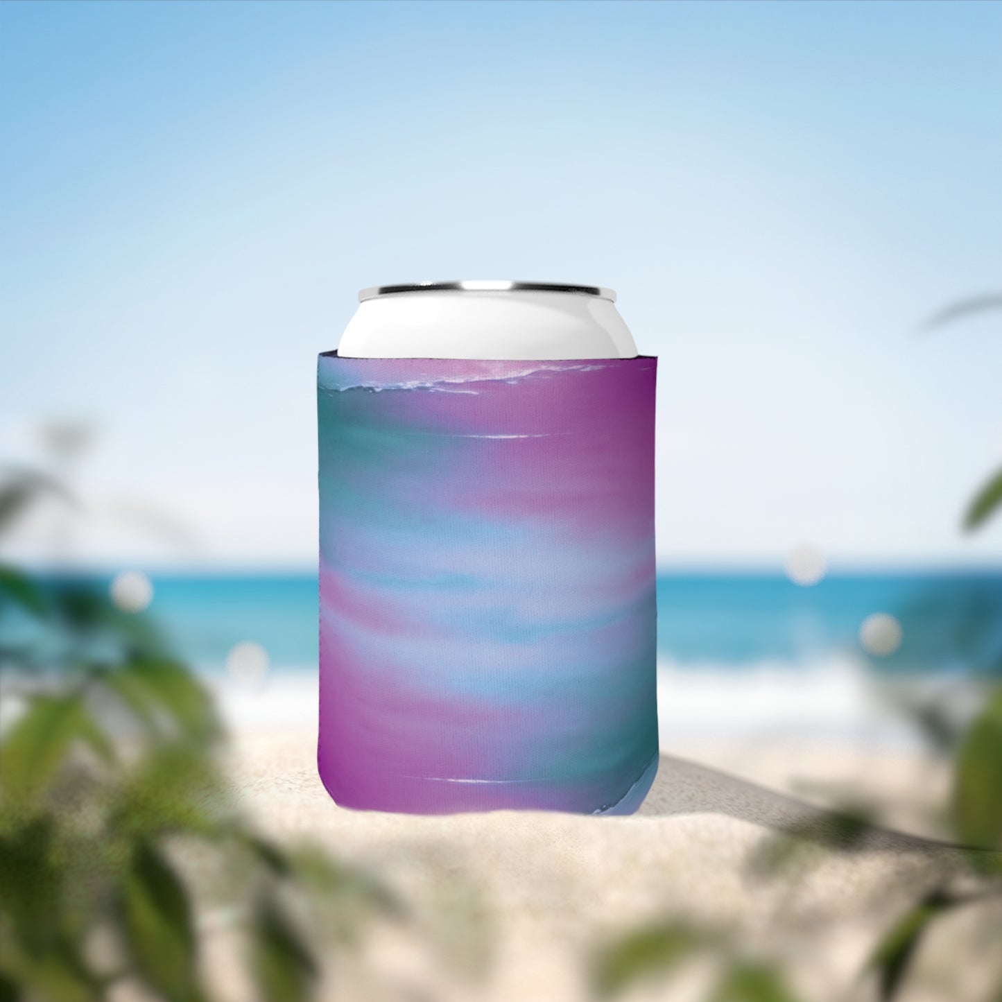 Dark Blue Green Sea Purple Fog 12 oz Can Cooler Sleeve