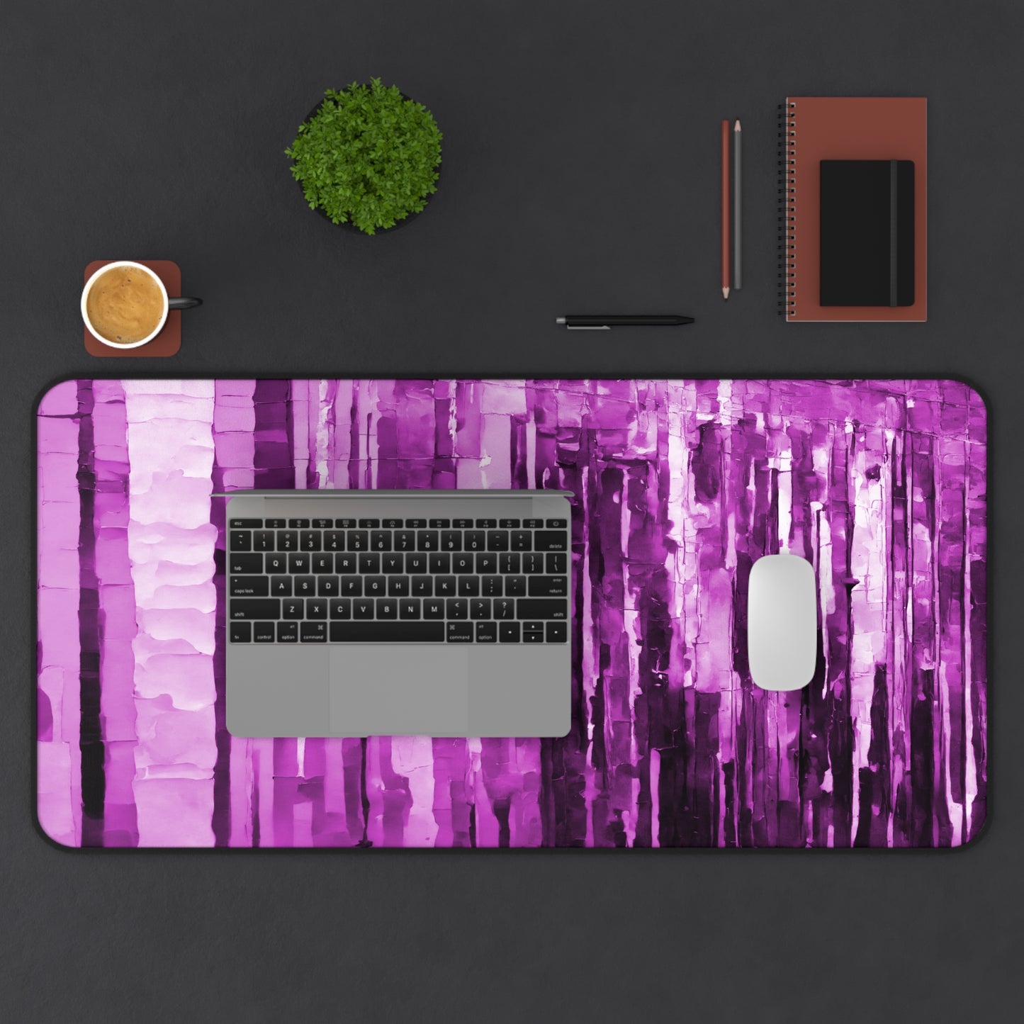 Striped Powder Lavender 16" x 32" Desk Mat